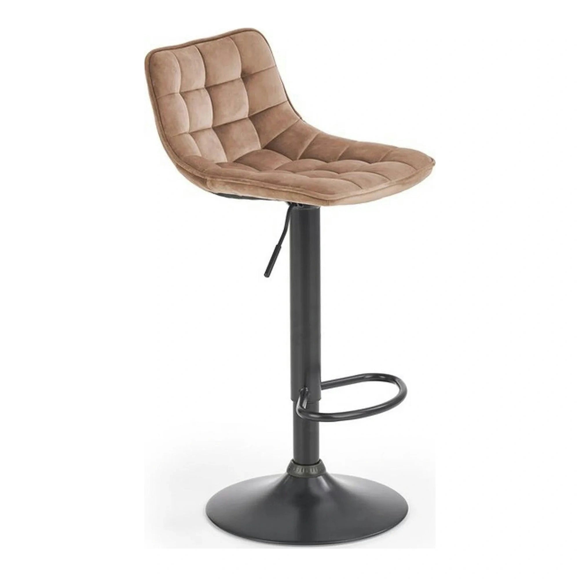 Scaun bar H95, bej/negru, stofa catifelata/otel, 43x44x84/106 cm