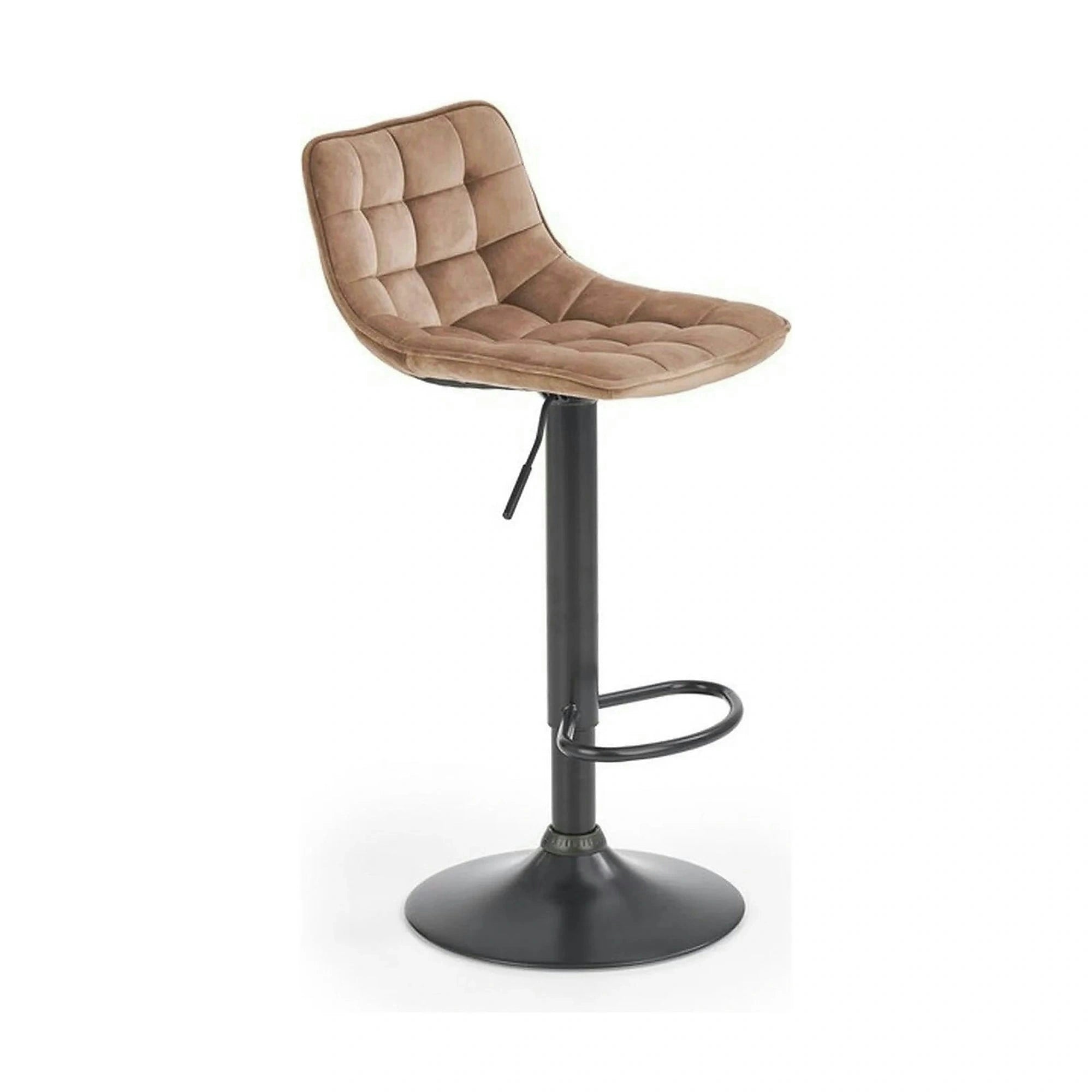 Scaun bar H95, bej/negru, stofa catifelata/otel, 43x44x84/106 cm