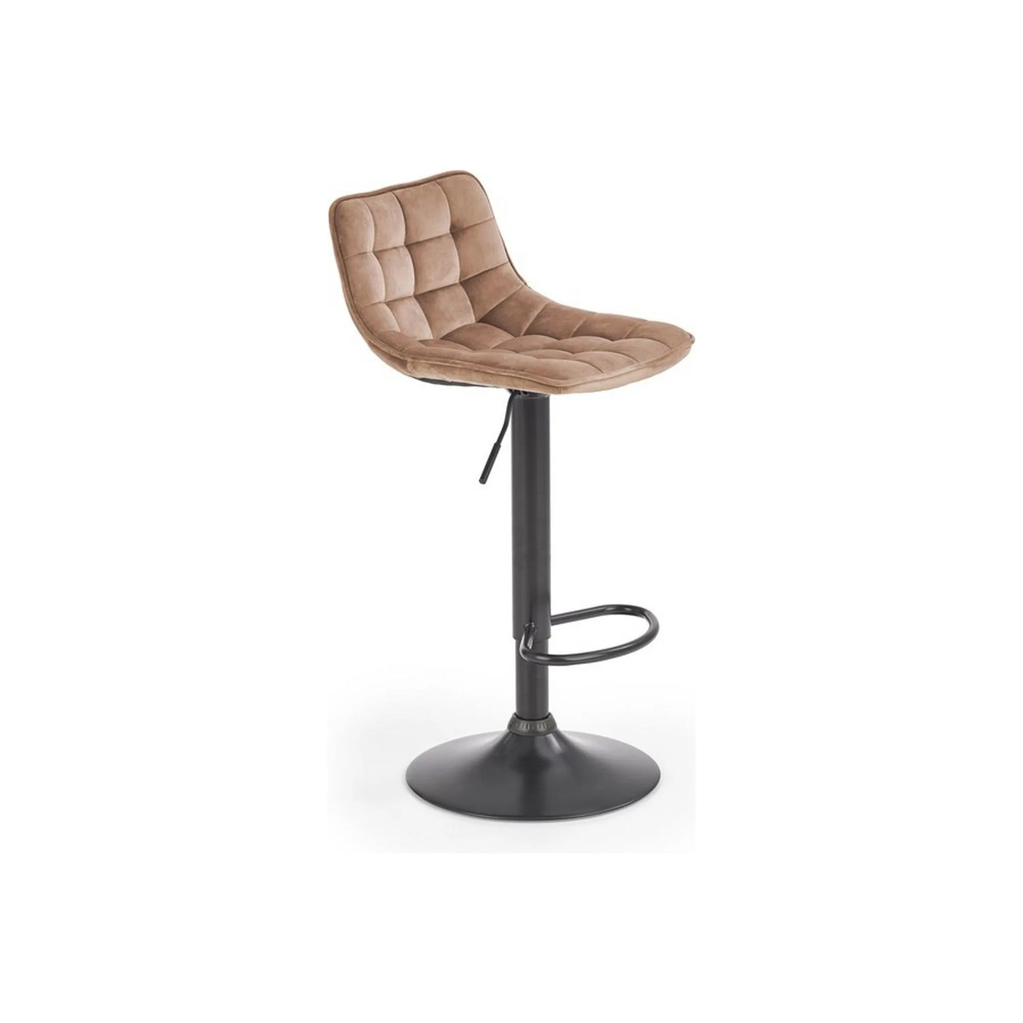 Scaun bar H95, bej/negru, stofa catifelata/otel, 43x44x84/106 cm