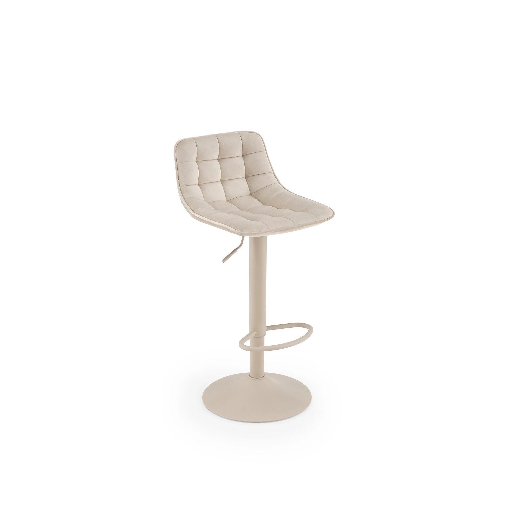 Scaun bar H95_CS, bej deschis/casmir, stofa catifelata/metal, 43x44x84/106 cm