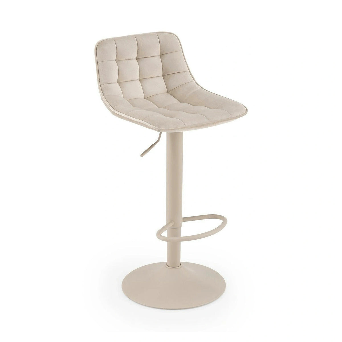 Scaun bar H95_CS, bej deschis/casmir, stofa catifelata/metal, 43x44x84/106 cm