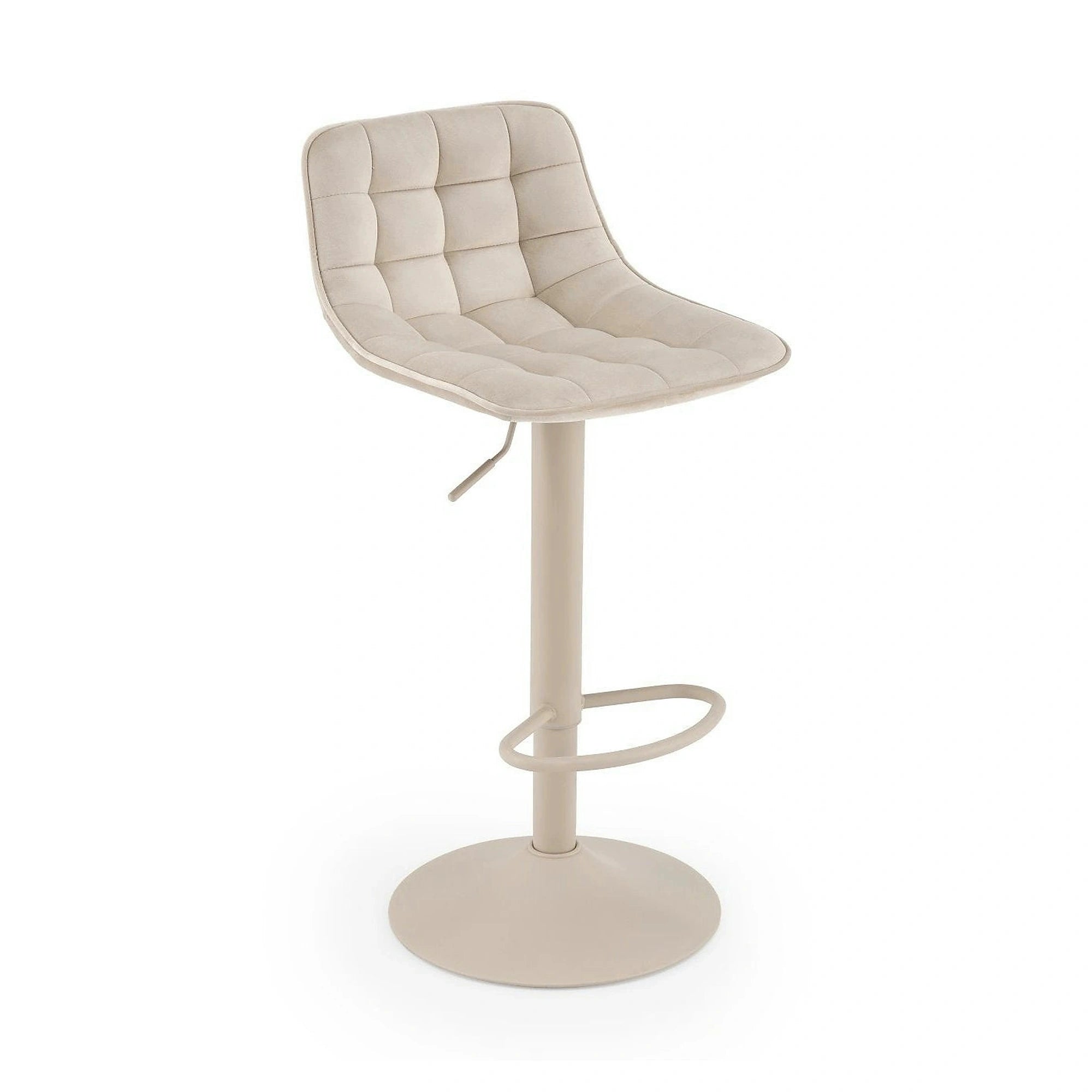 Scaun bar H95_CS, bej deschis/casmir, stofa catifelata/metal, 43x44x84/106 cm