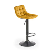 Scaun bar H95, galben mustar - Bluvel 68/negru, stofa catifelata/metal, 43x44x84/106 cm