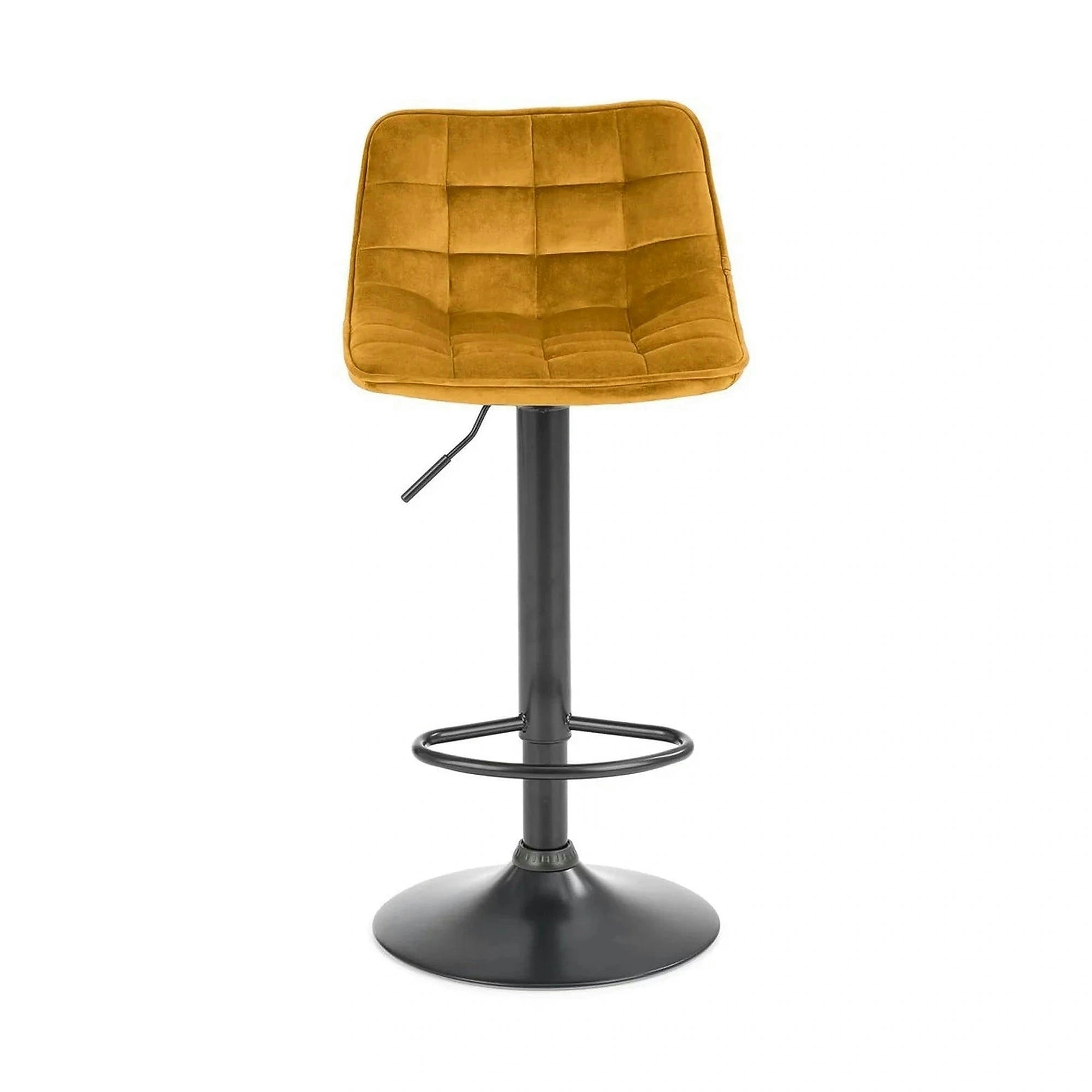 Scaun bar H95, galben mustar - Bluvel 68/negru, stofa catifelata/metal, 43x44x84/106 cm