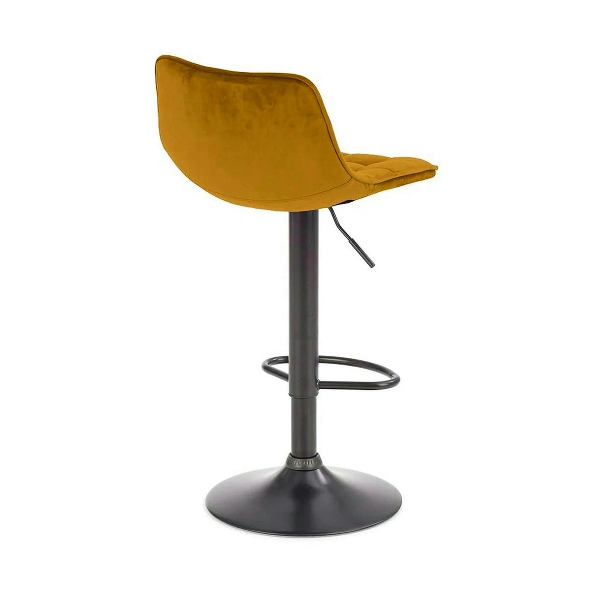 Scaun bar H95, galben mustar - Bluvel 68/negru, stofa catifelata/metal, 43x44x84/106 cm