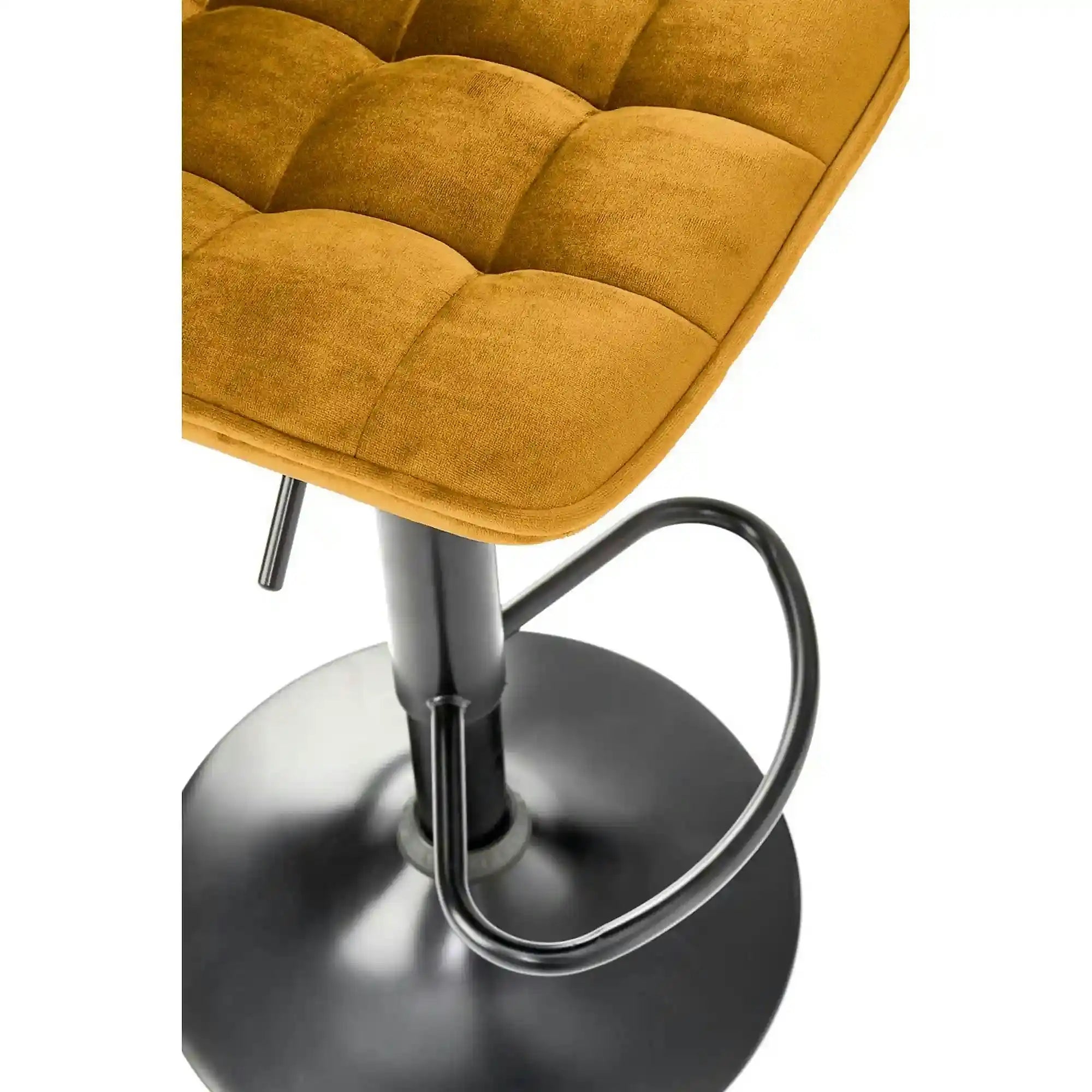 Scaun bar H95, galben mustar - Bluvel 68/negru, stofa catifelata/metal, 43x44x84/106 cm