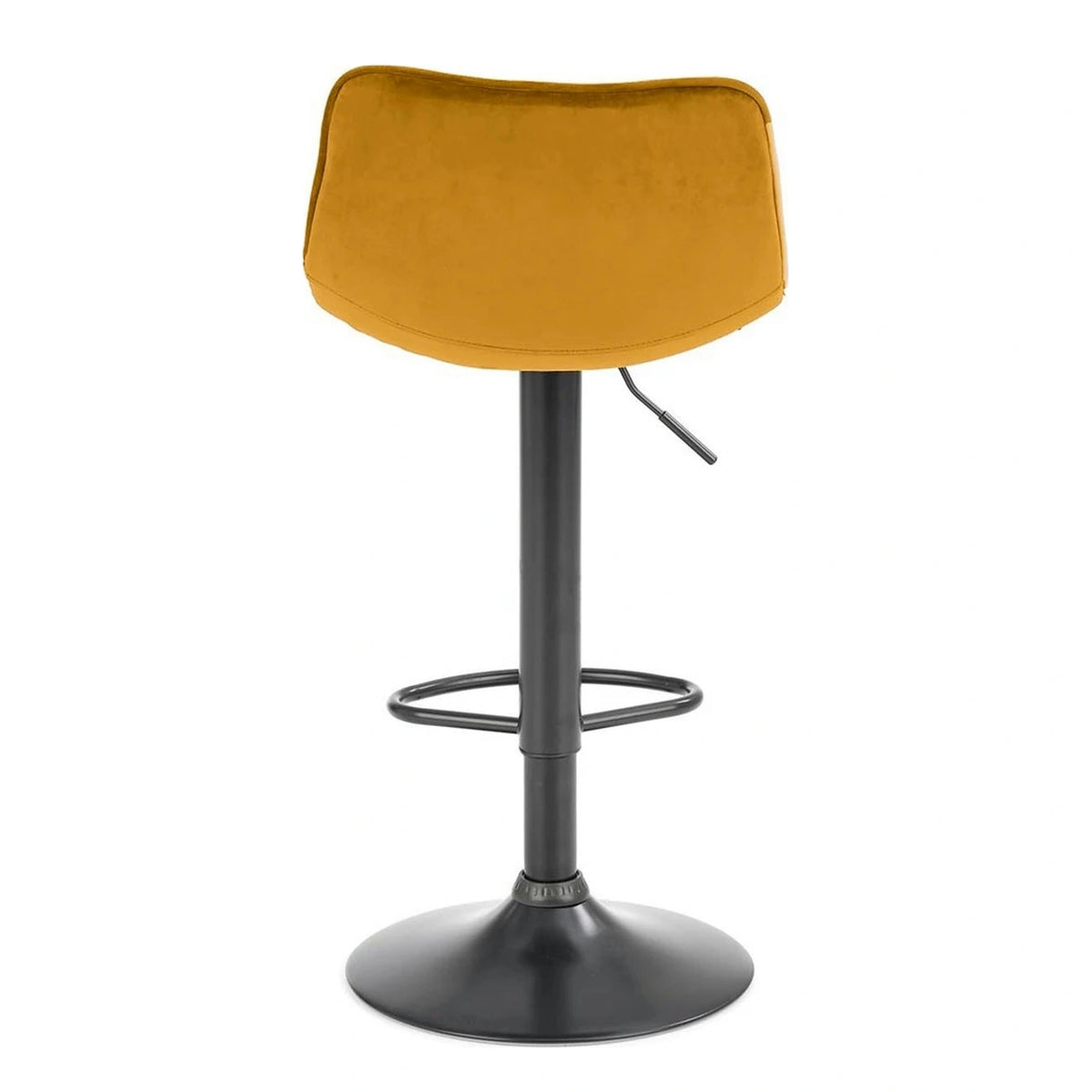 Scaun bar H95, galben mustar - Bluvel 68/negru, stofa catifelata/metal, 43x44x84/106 cm