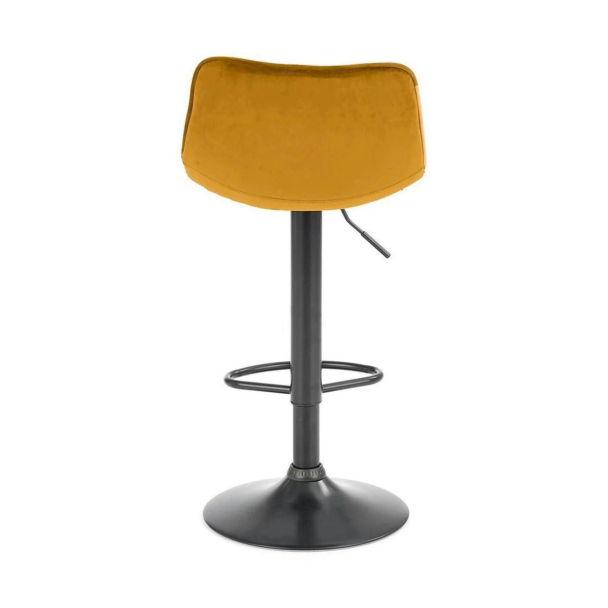 Scaun bar H95, galben mustar - Bluvel 68/negru, stofa catifelata/metal, 43x44x84/106 cm
