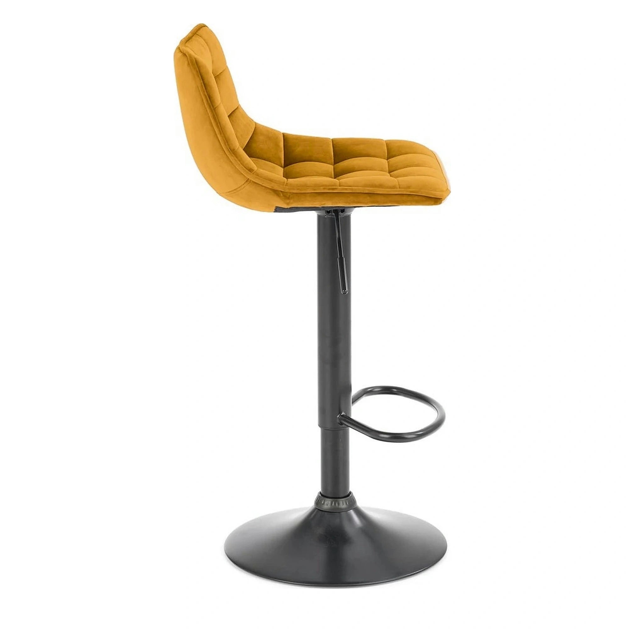 Scaun bar H95, galben mustar - Bluvel 68/negru, stofa catifelata/metal, 43x44x84/106 cm