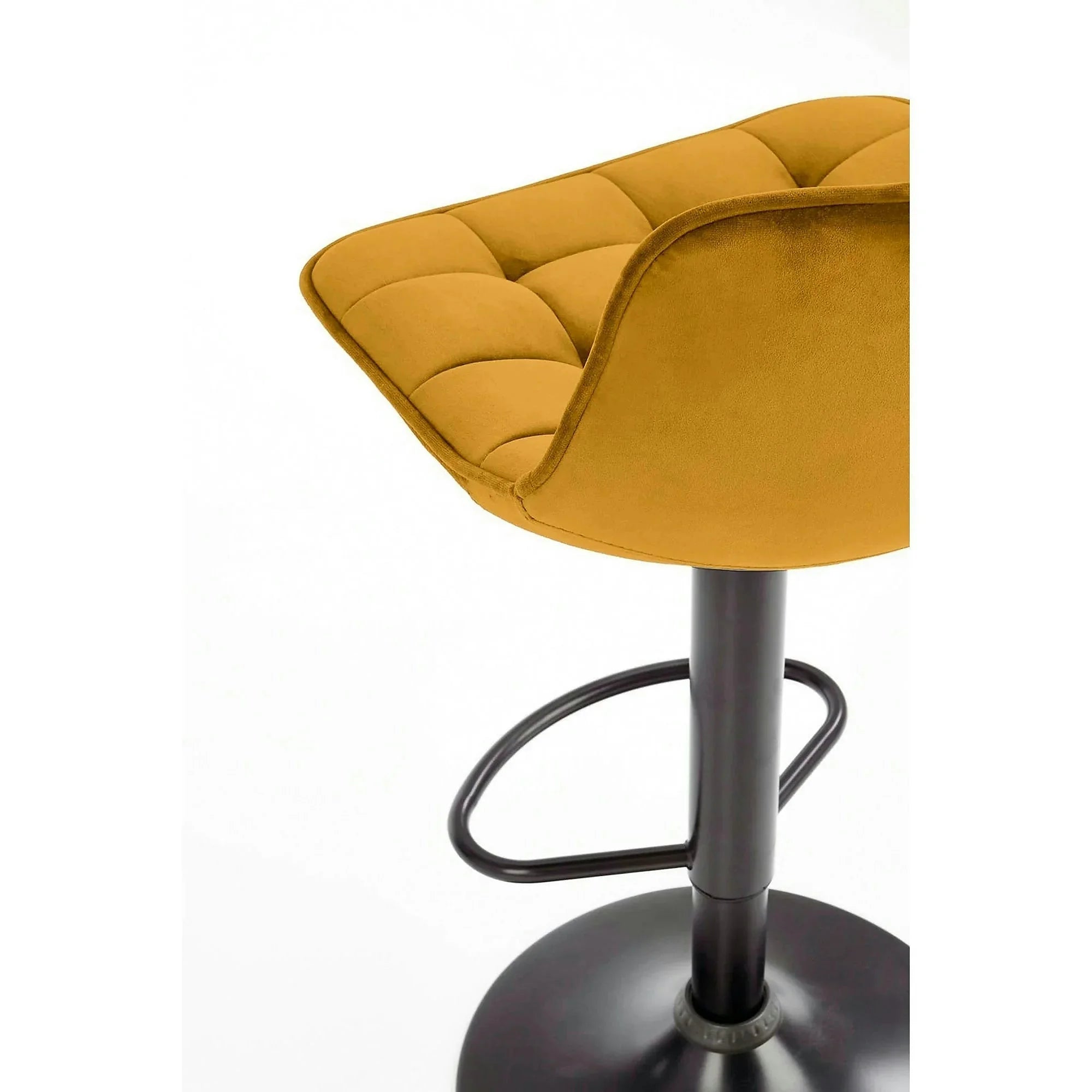 Scaun bar H95, galben mustar - Bluvel 68/negru, stofa catifelata/metal, 43x44x84/106 cm