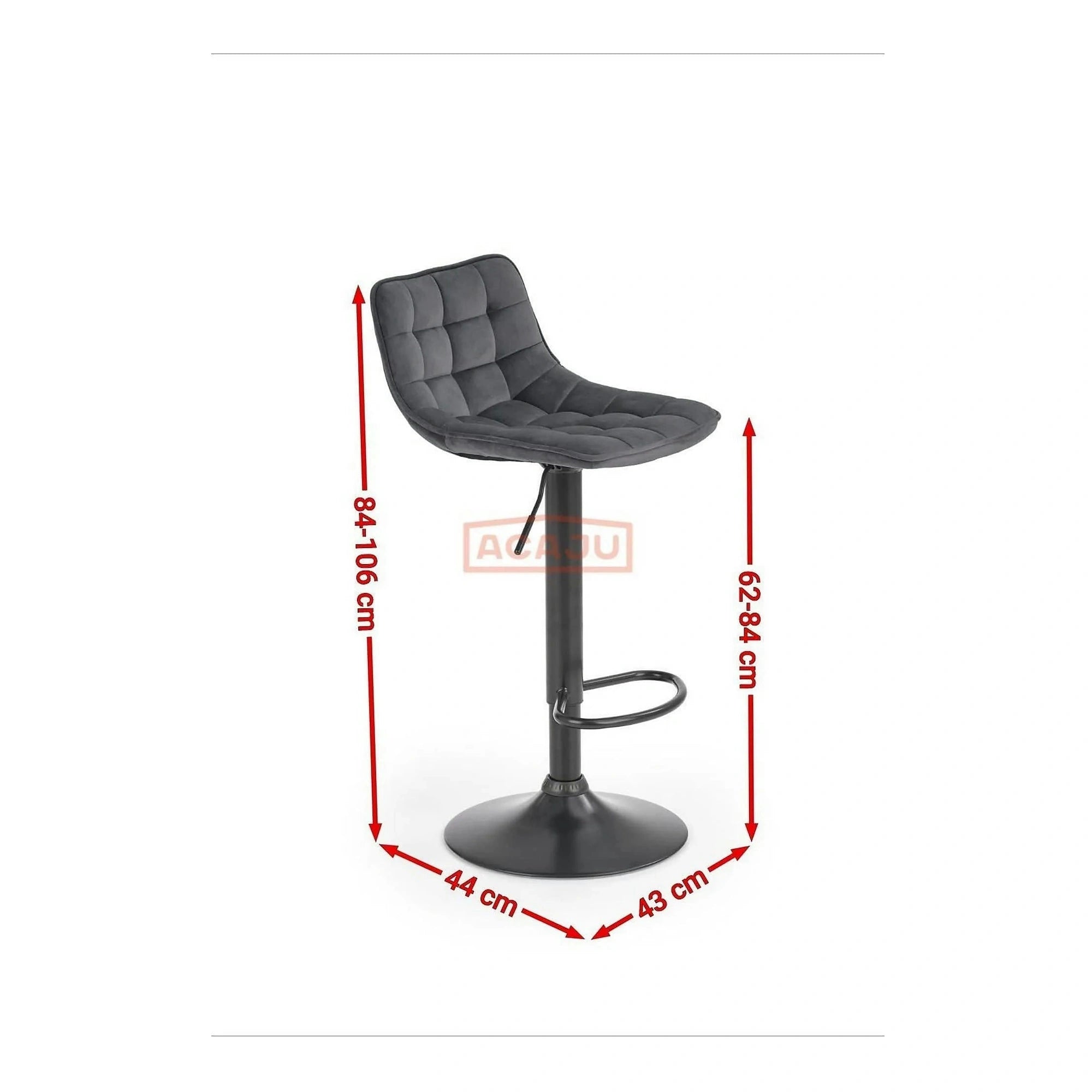 Scaun bar H95, verde inchis/gri inchis, stofa/otel, 43x44x84/106 cm