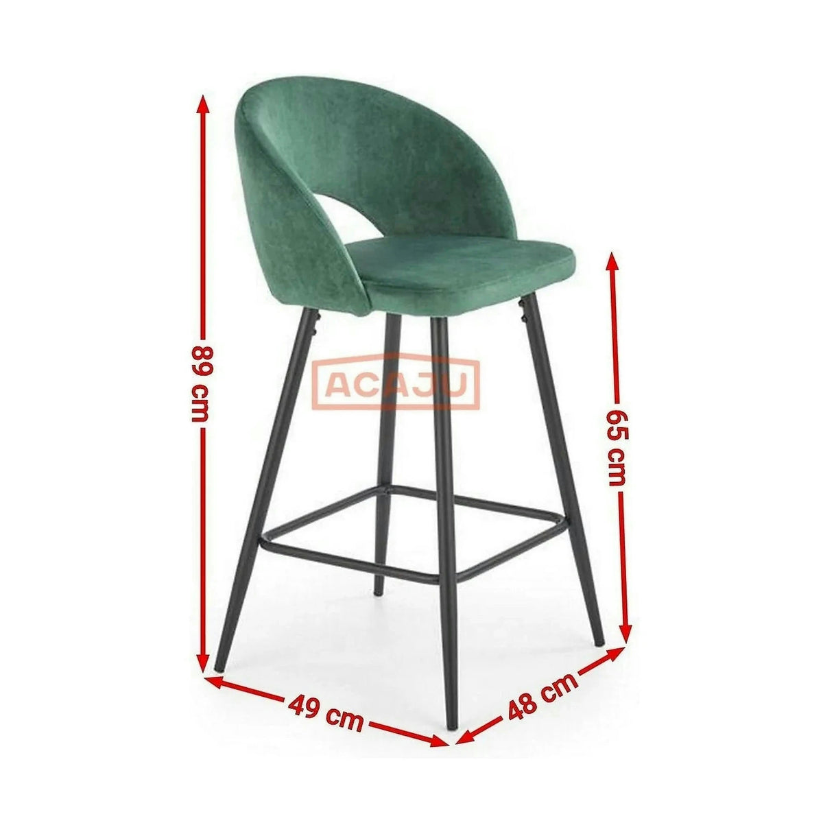 Scaun bar H96, albastru inchis/negru, stofa/otel, 48x49x89 cm