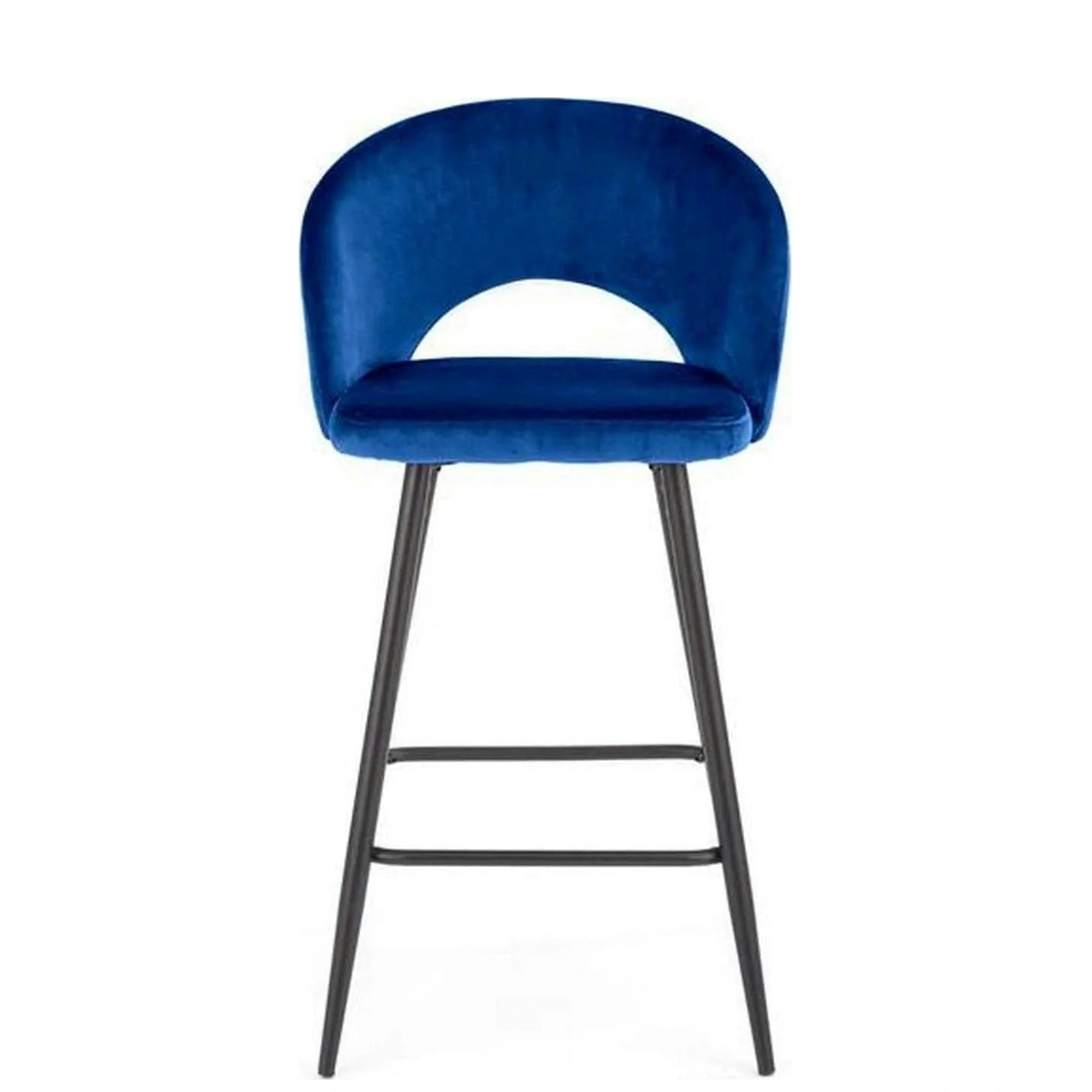 Scaun bar H96, albastru inchis/negru, stofa/otel, 48x49x89 cm