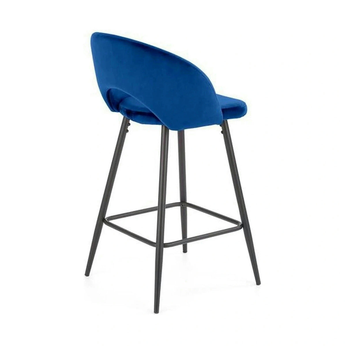 Scaun bar H96, albastru inchis/negru, stofa/otel, 48x49x89 cm