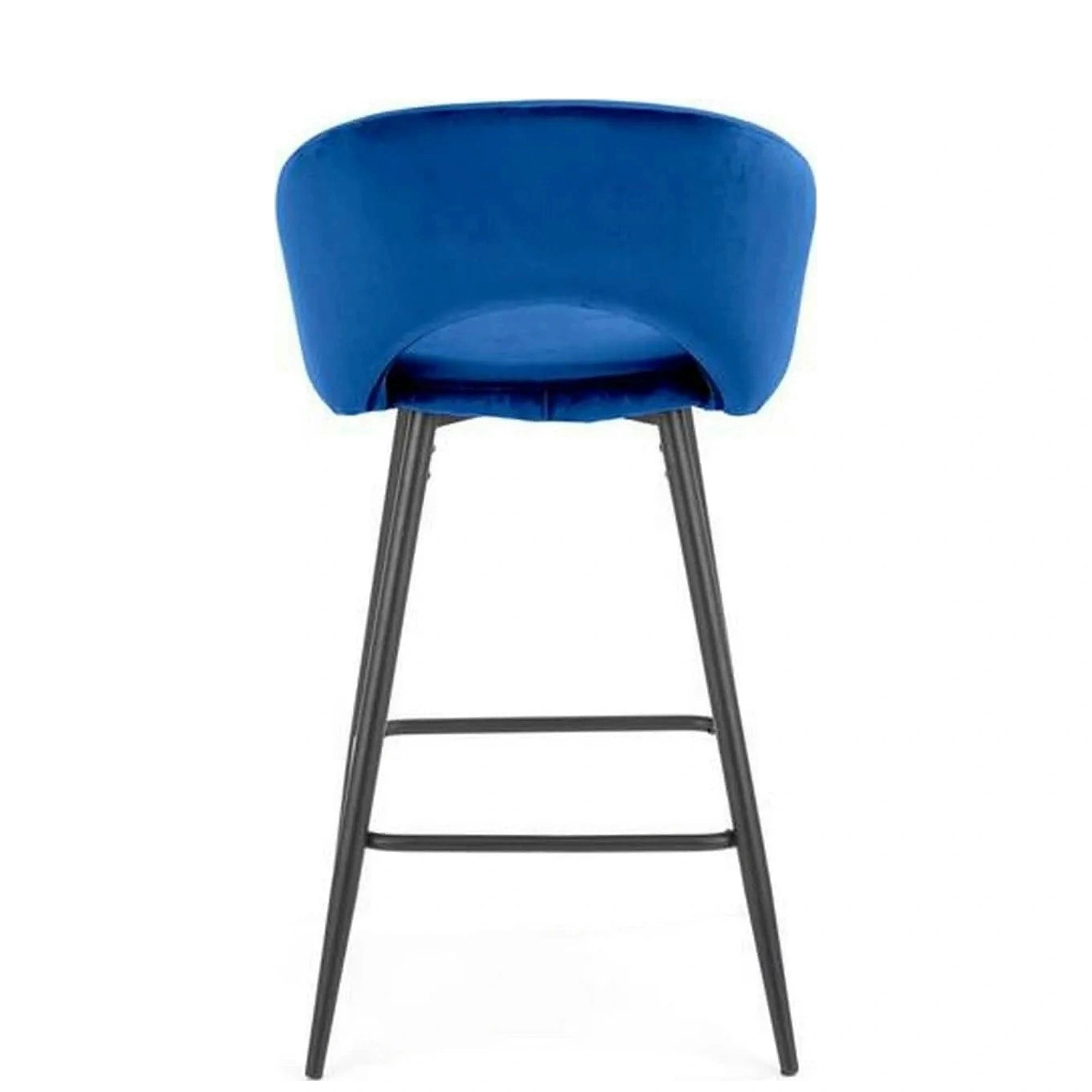 Scaun bar H96, albastru inchis/negru, stofa/otel, 48x49x89 cm