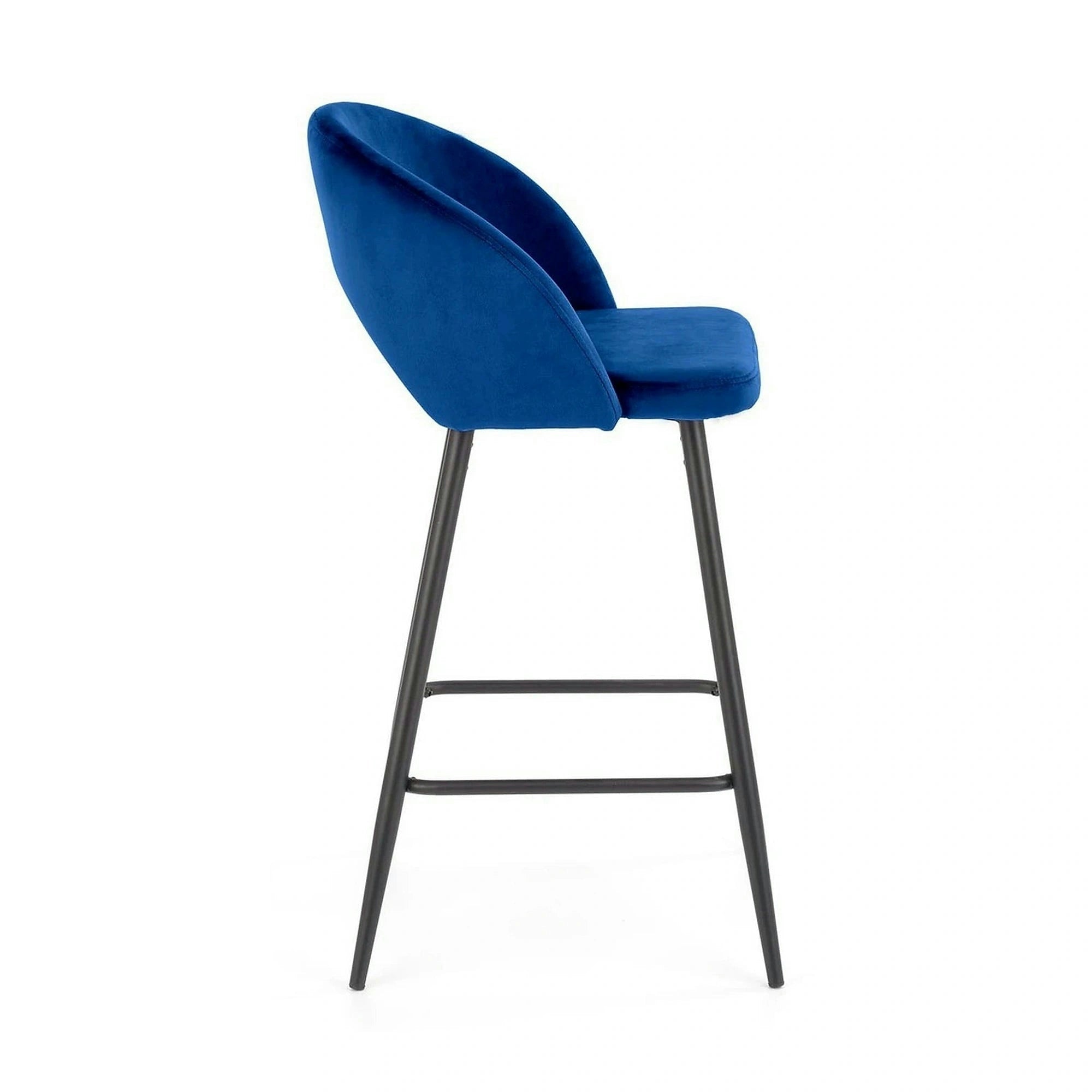 Scaun bar H96, albastru inchis/negru, stofa/otel, 48x49x89 cm