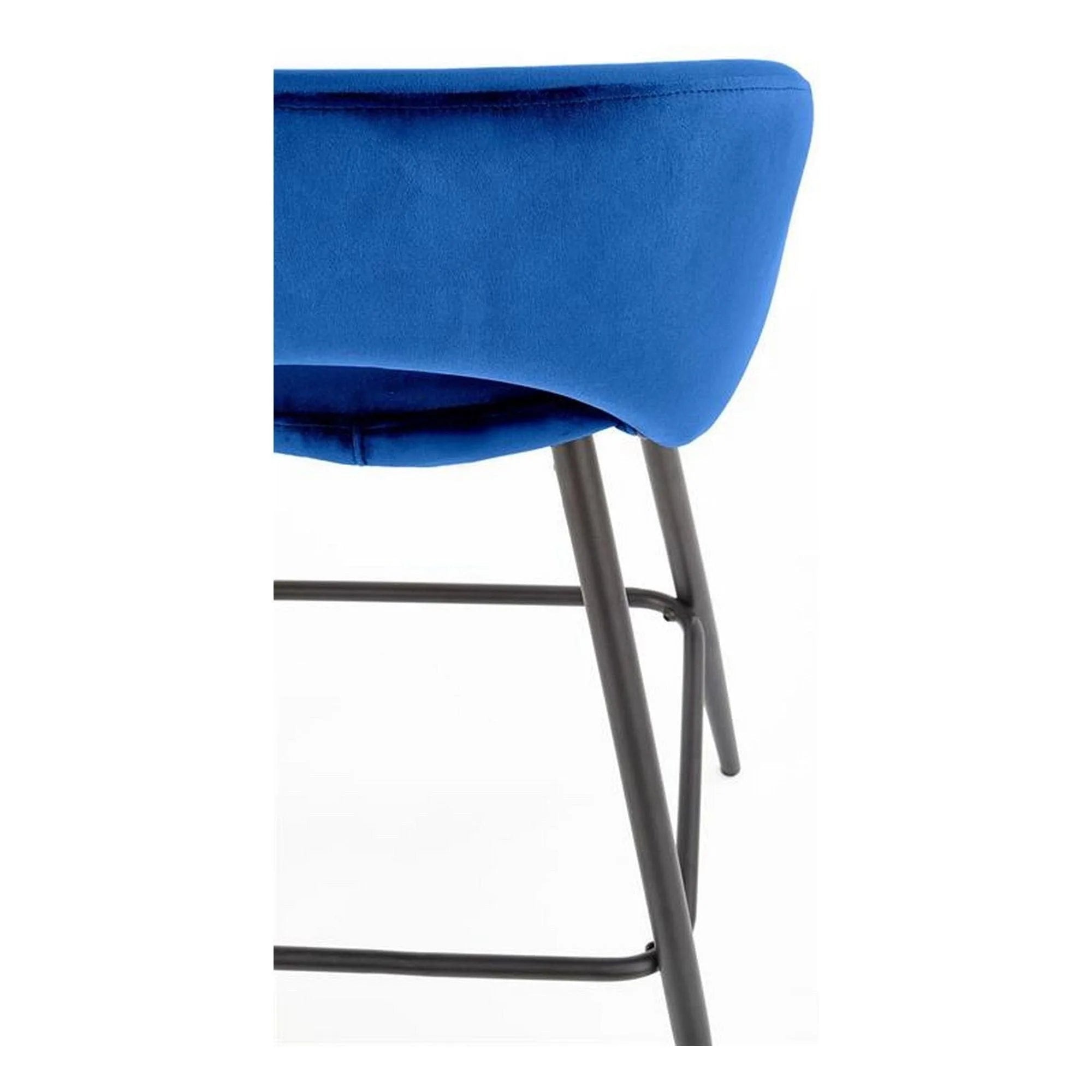 Scaun bar H96, albastru inchis/negru, stofa/otel, 48x49x89 cm