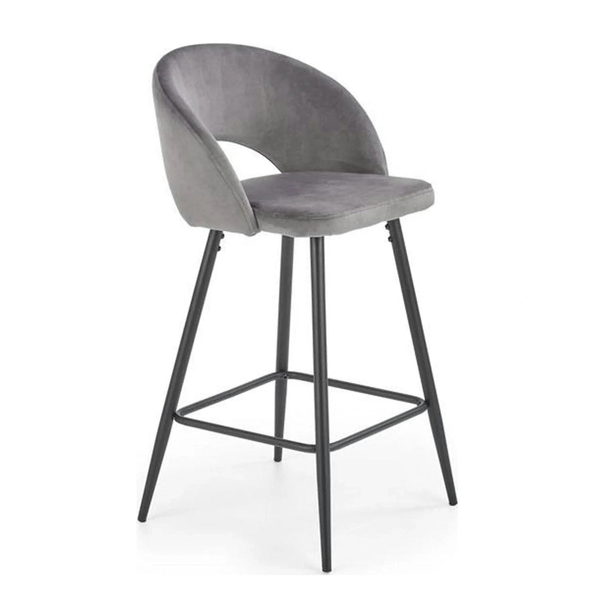 Scaun bar H96, gri/negru, stofa/otel, 48x49x89 cm