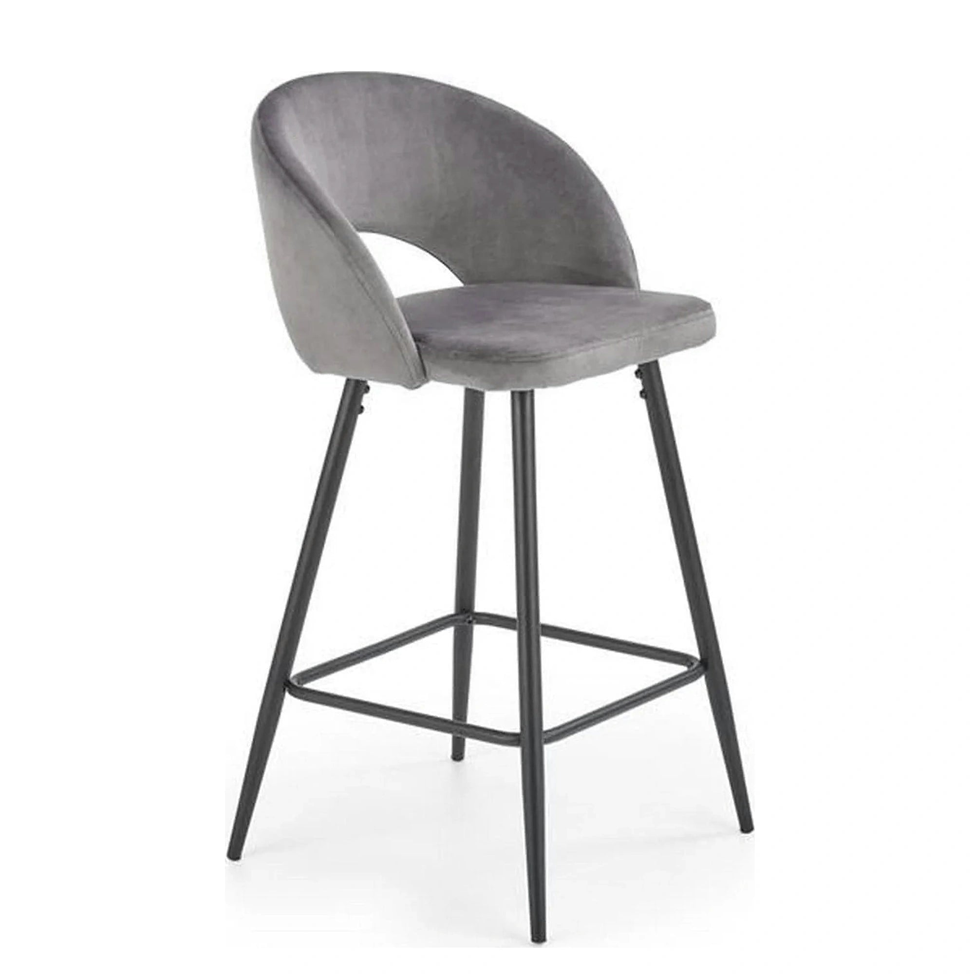 Scaun bar H96, gri/negru, stofa/otel, 48x49x89 cm