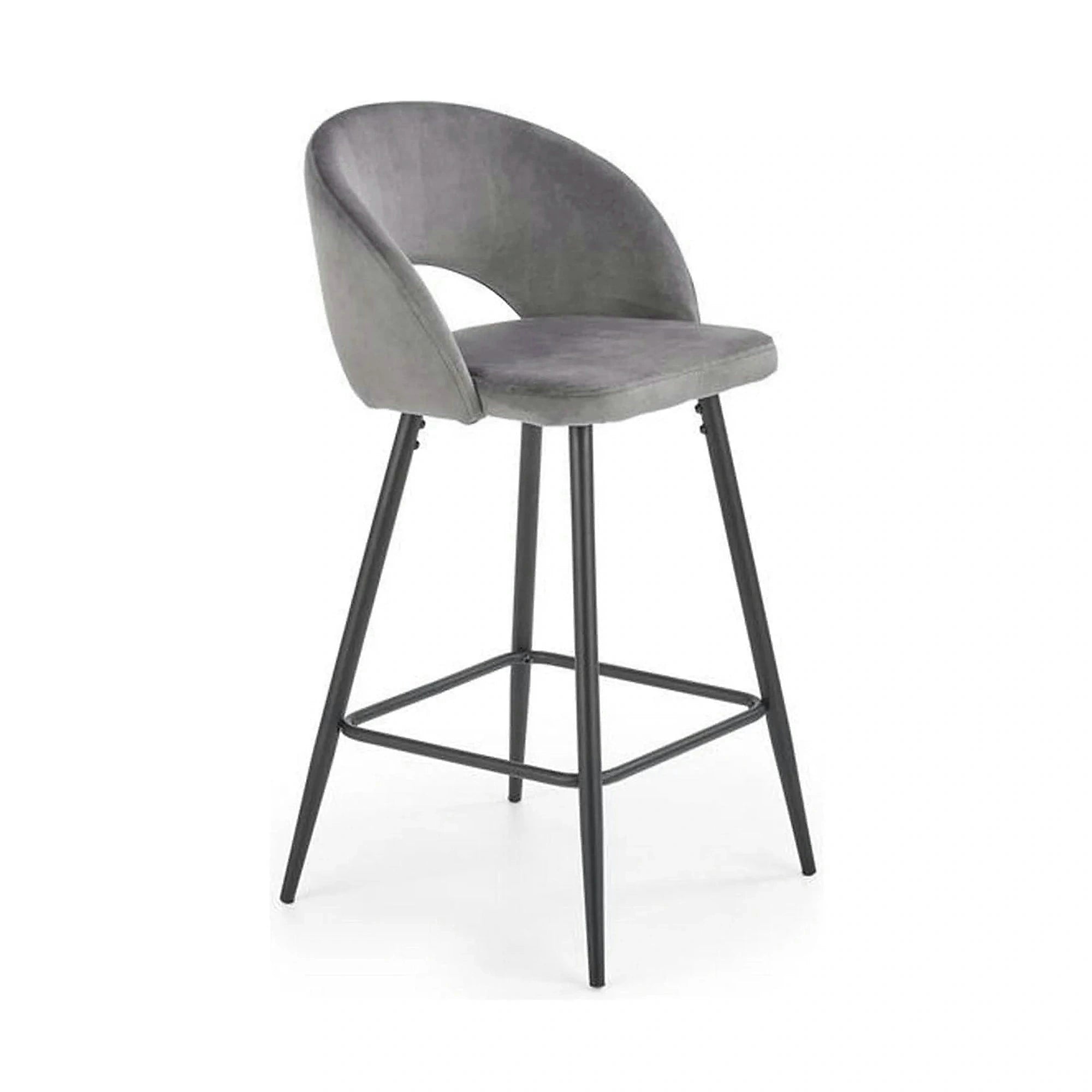 Scaun bar H96, gri/negru, stofa/otel, 48x49x89 cm