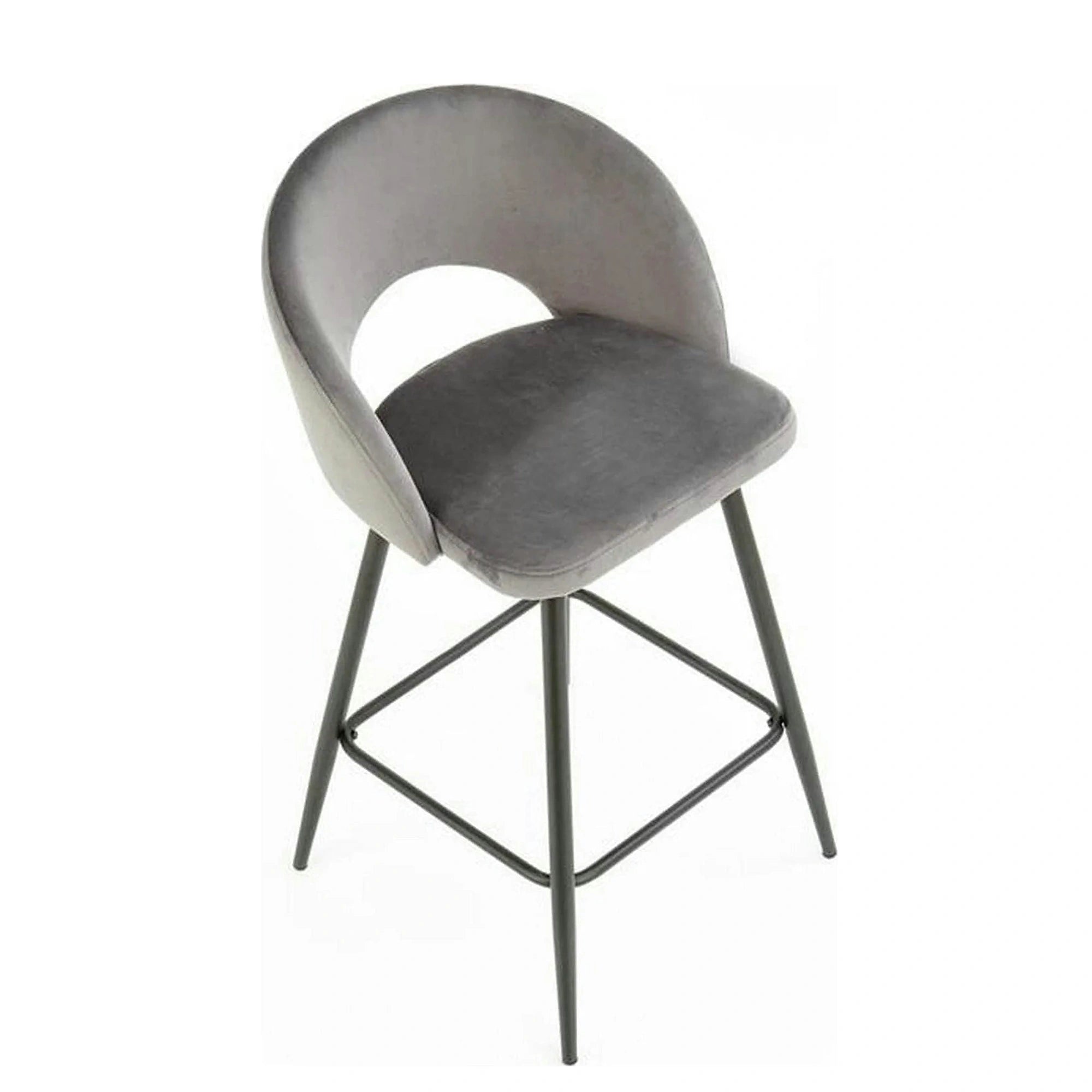 Scaun bar H96, gri/negru, stofa/otel, 48x49x89 cm