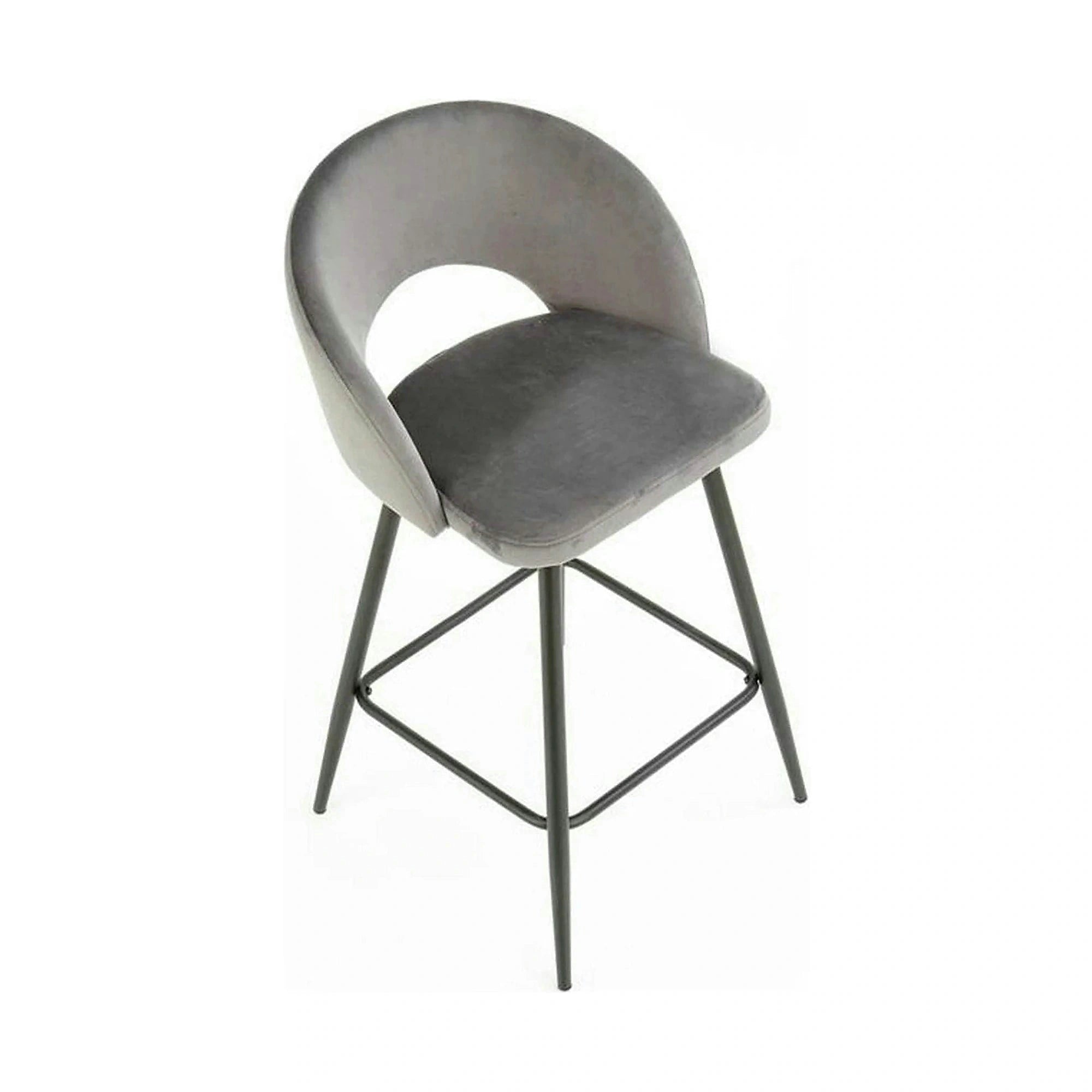 Scaun bar H96, gri/negru, stofa/otel, 48x49x89 cm