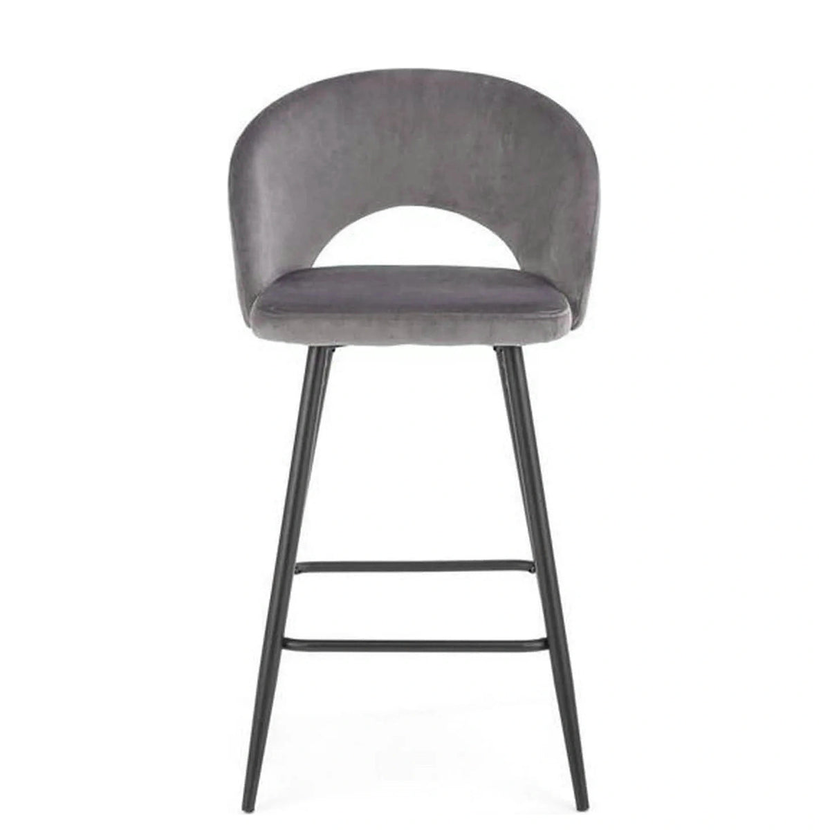 Scaun bar H96, gri/negru, stofa/otel, 48x49x89 cm