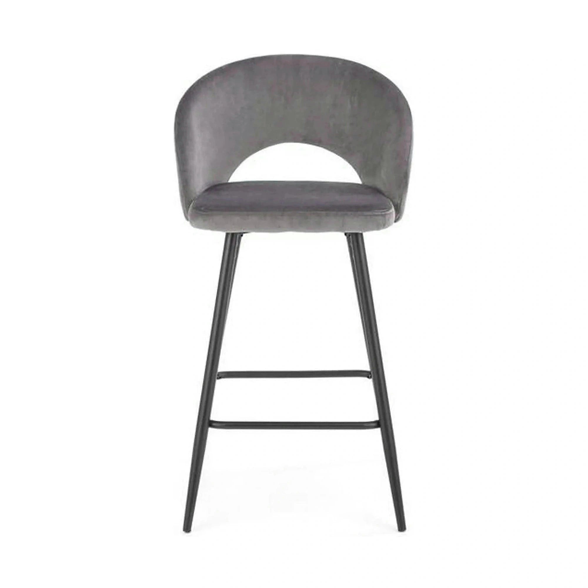 Scaun bar H96, gri/negru, stofa/otel, 48x49x89 cm