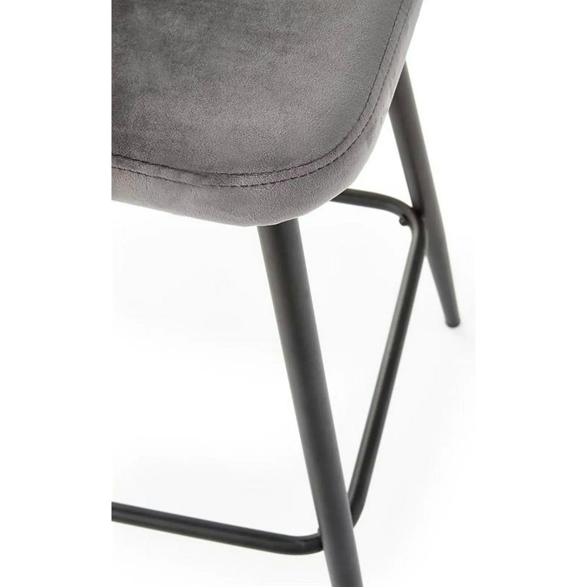 Scaun bar H96, gri/negru, stofa/otel, 48x49x89 cm