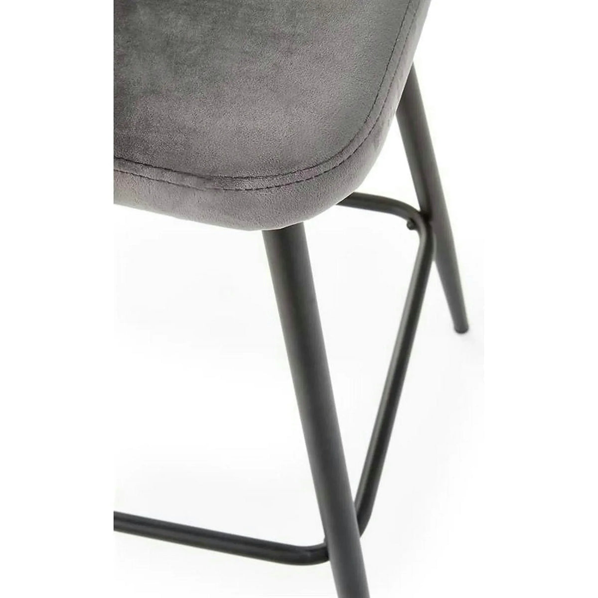 Scaun bar H96, gri/negru, stofa/otel, 48x49x89 cm