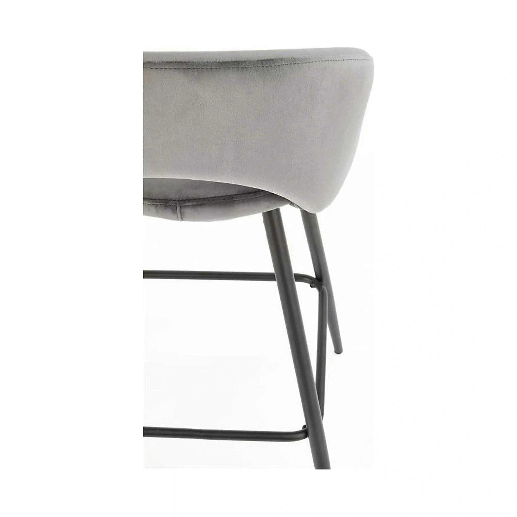 Scaun bar H96, gri/negru, stofa/otel, 48x49x89 cm
