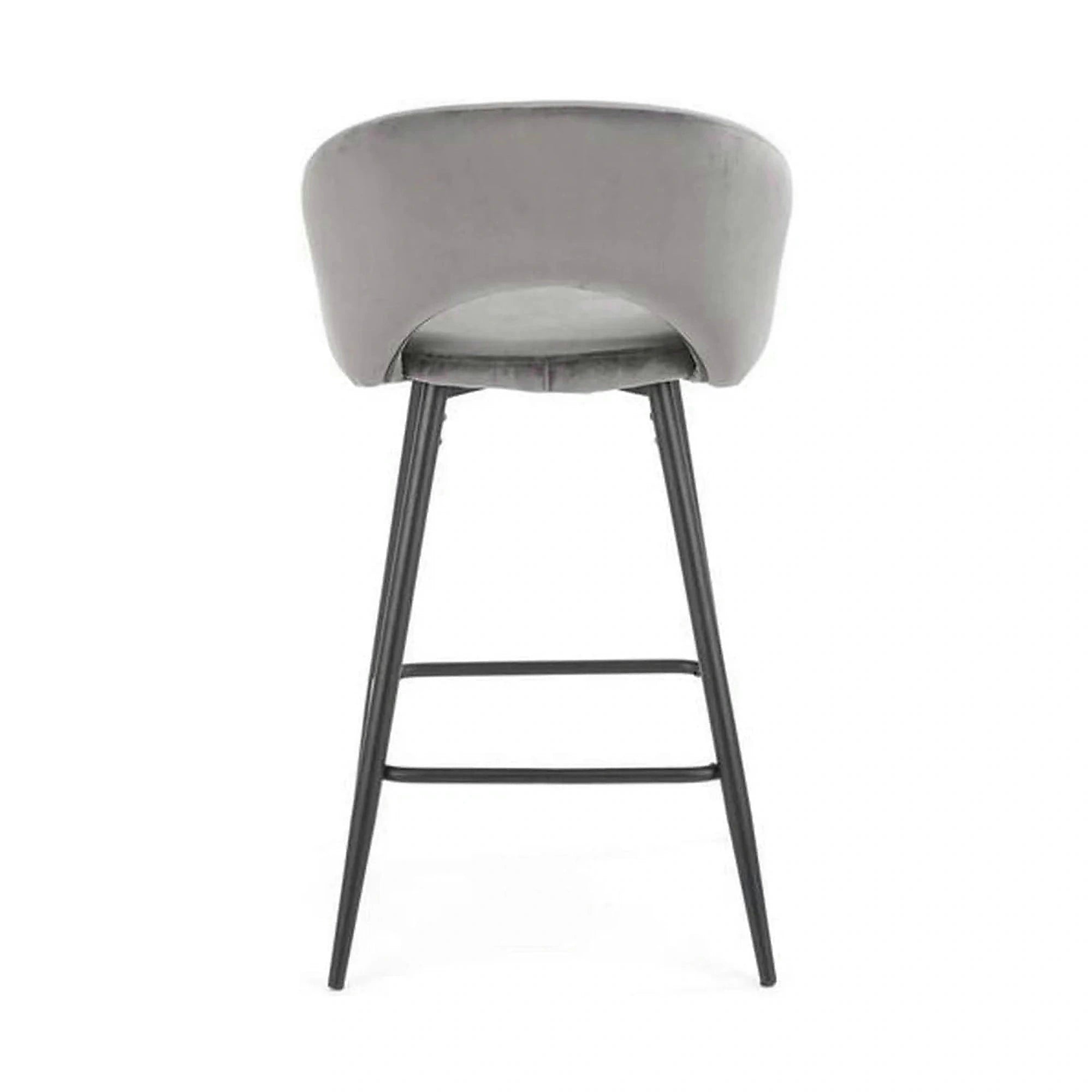 Scaun bar H96, gri/negru, stofa/otel, 48x49x89 cm