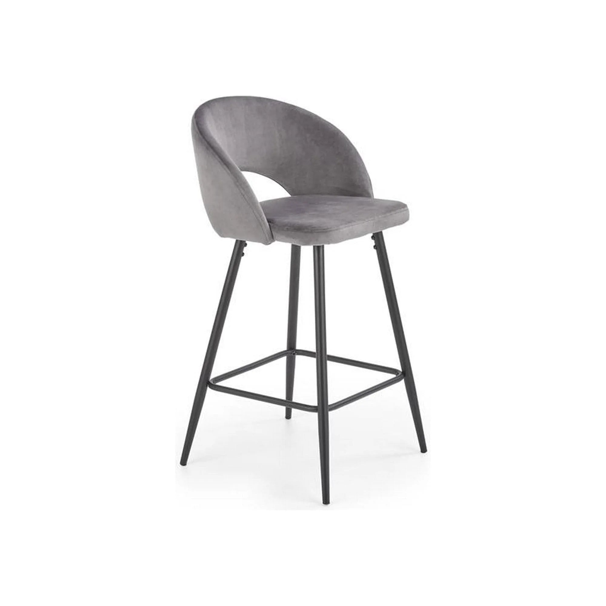 Scaun bar H96, gri/negru, stofa/otel, 48x49x89 cm