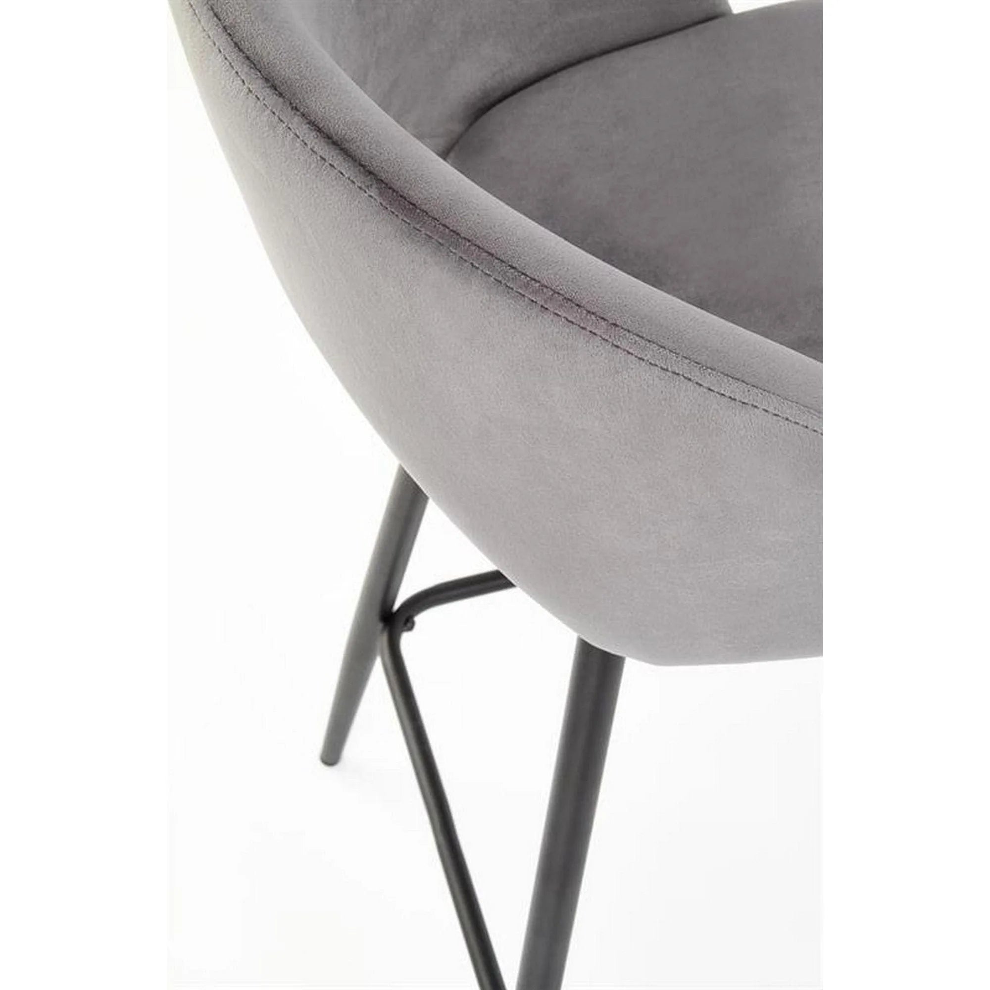 Scaun bar H96, gri/negru, stofa/otel, 48x49x89 cm