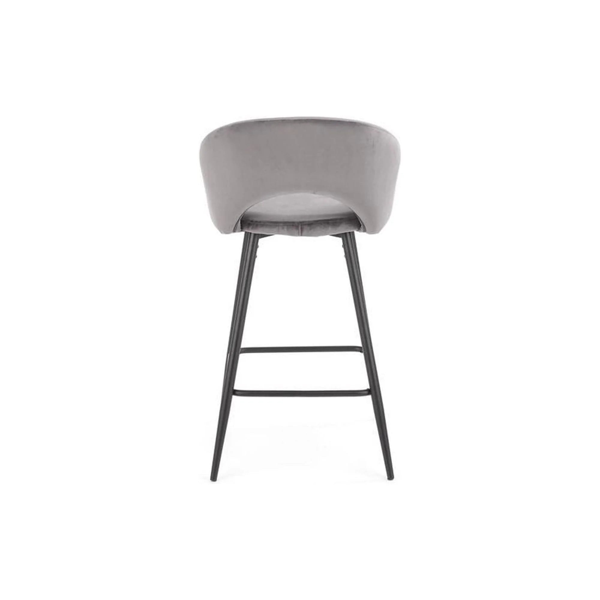 Scaun bar H96, gri/negru, stofa/otel, 48x49x89 cm