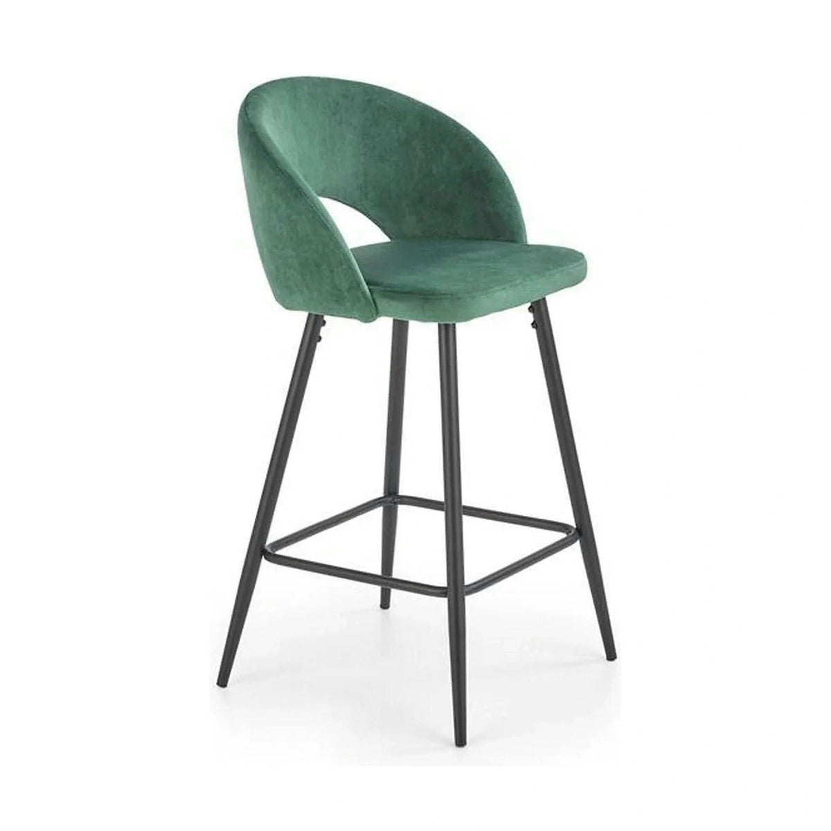 Scaun bar H96, verde inchis/negru, stofa/otel, 48x49x89 cm