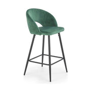 Scaun bar H96, verde inchis/negru, stofa/otel, 48x49x89 cm