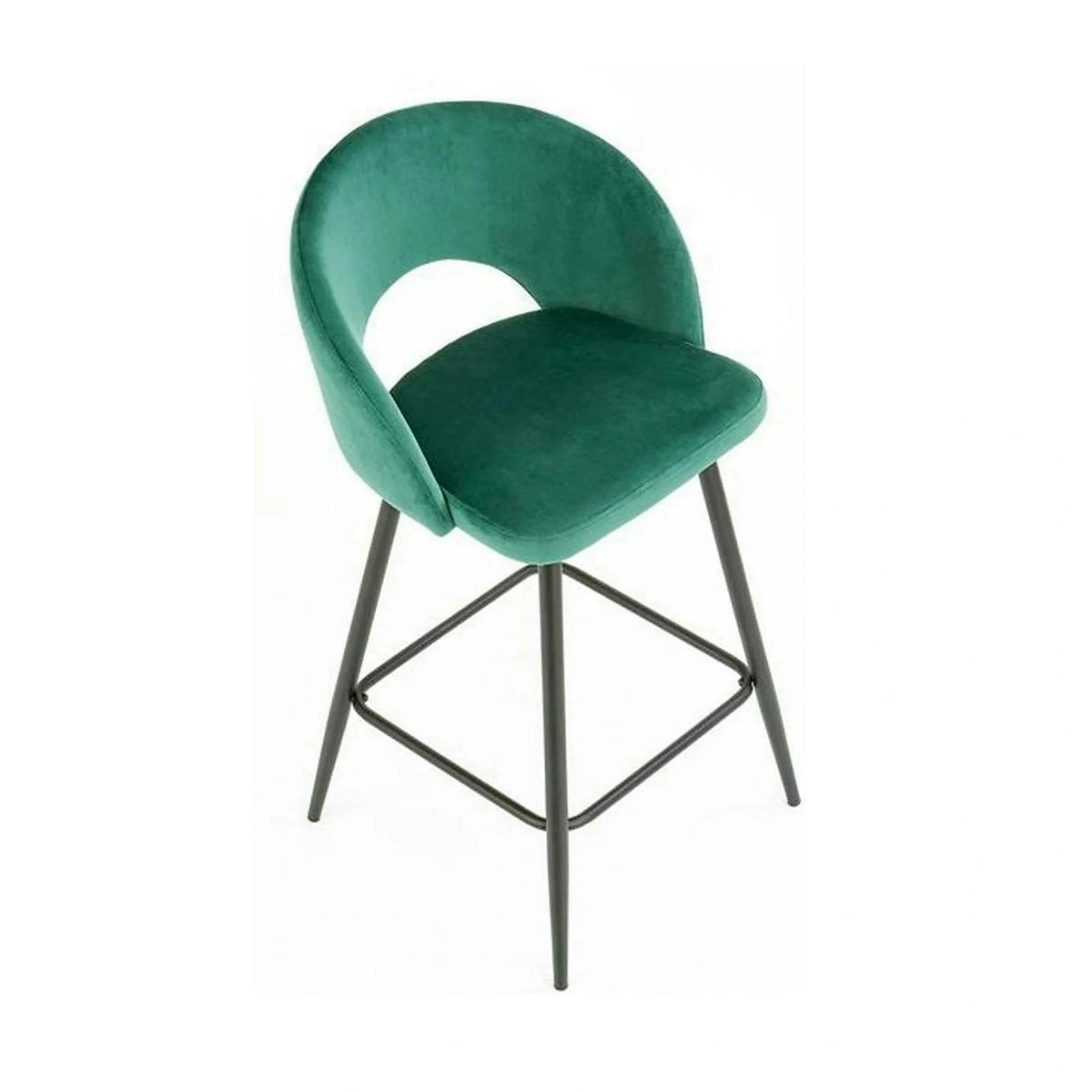 Scaun bar H96, verde inchis/negru, stofa/otel, 48x49x89 cm