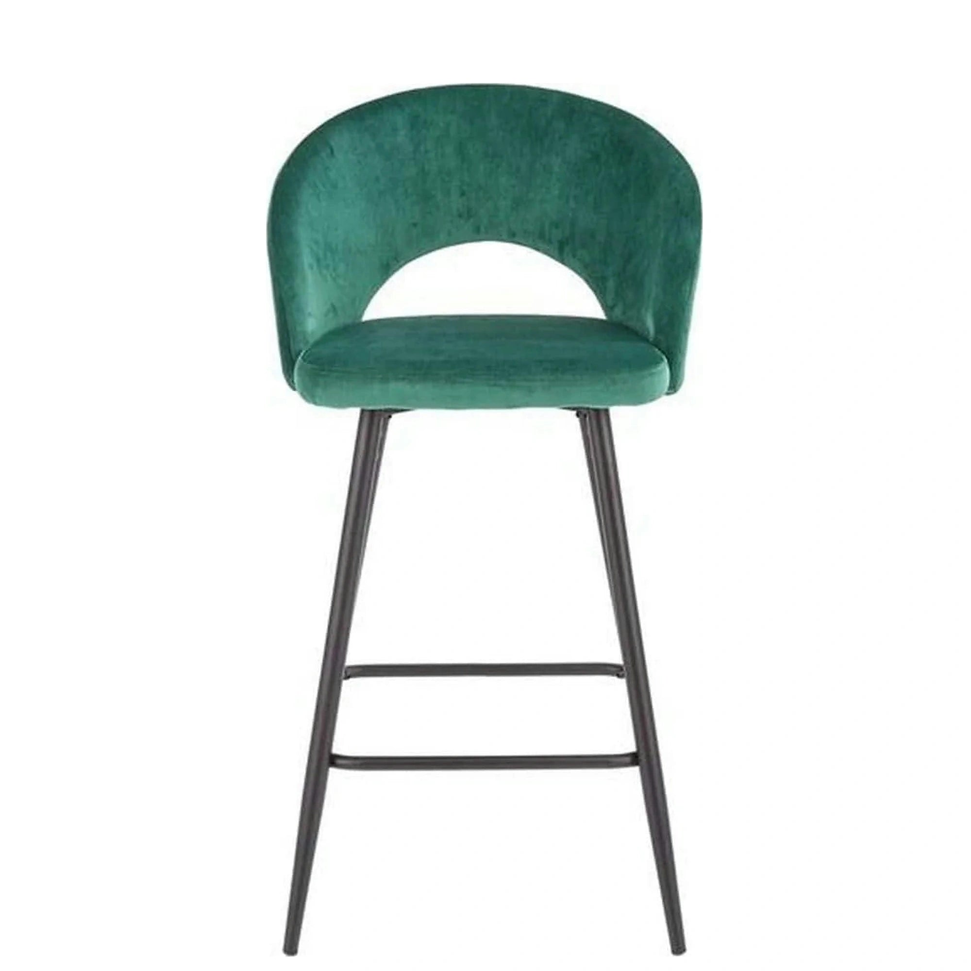 Scaun bar H96, verde inchis/negru, stofa/otel, 48x49x89 cm