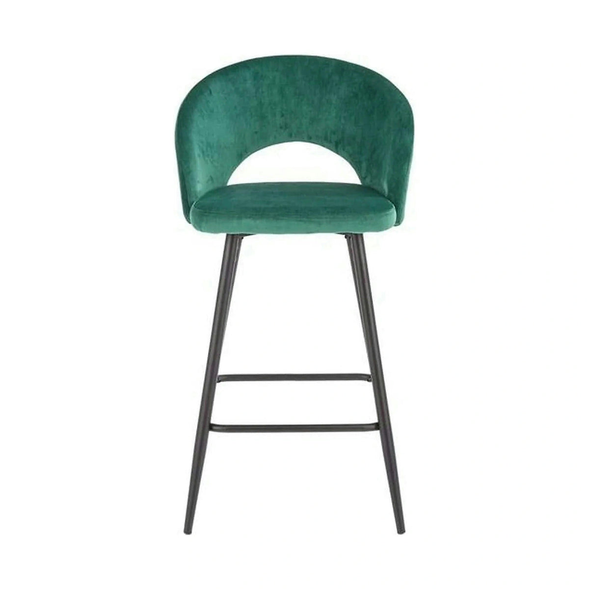Scaun bar H96, verde inchis/negru, stofa/otel, 48x49x89 cm