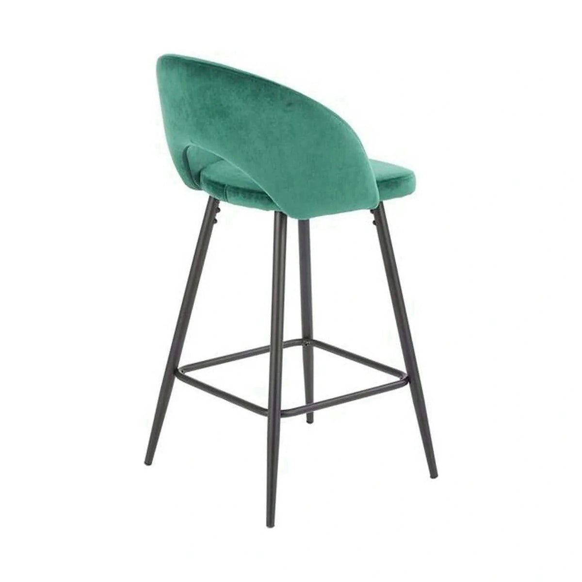 Scaun bar H96, verde inchis/negru, stofa/otel, 48x49x89 cm