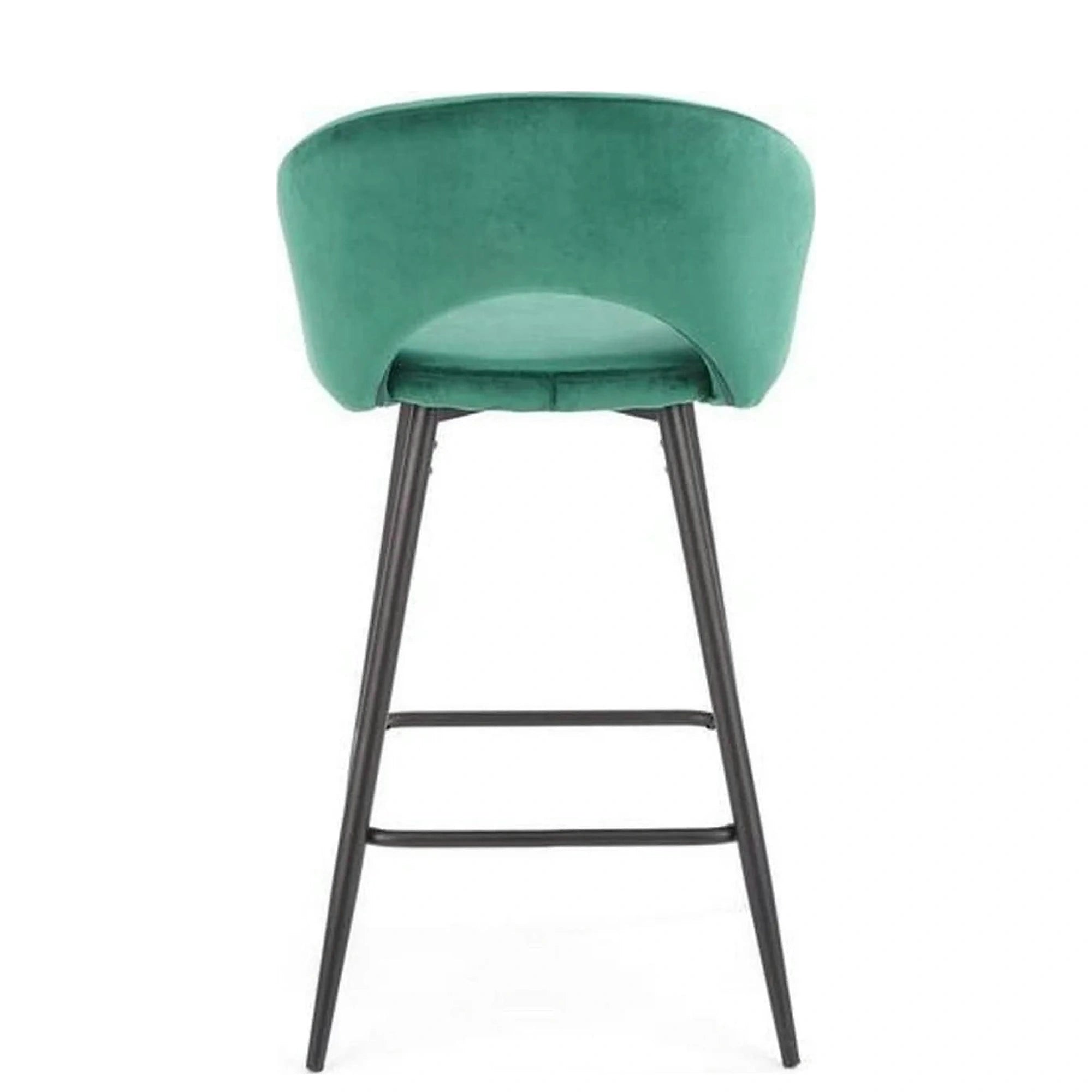 Scaun bar H96, verde inchis/negru, stofa/otel, 48x49x89 cm