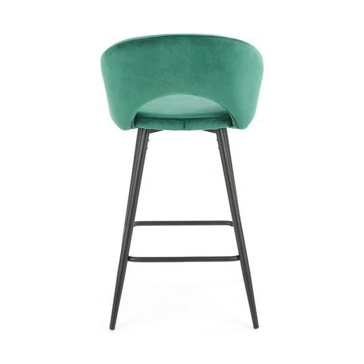 Scaun bar H96, verde inchis/negru, stofa/otel, 48x49x89 cm