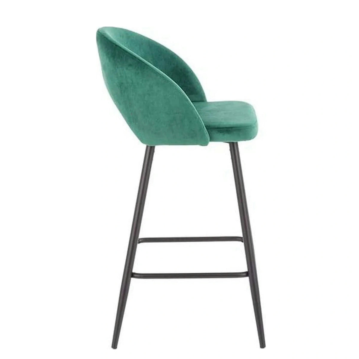 Scaun bar H96, verde inchis/negru, stofa/otel, 48x49x89 cm