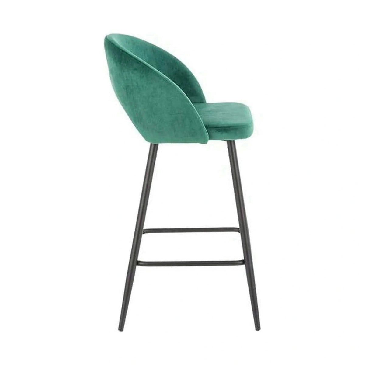 Scaun bar H96, verde inchis/negru, stofa/otel, 48x49x89 cm