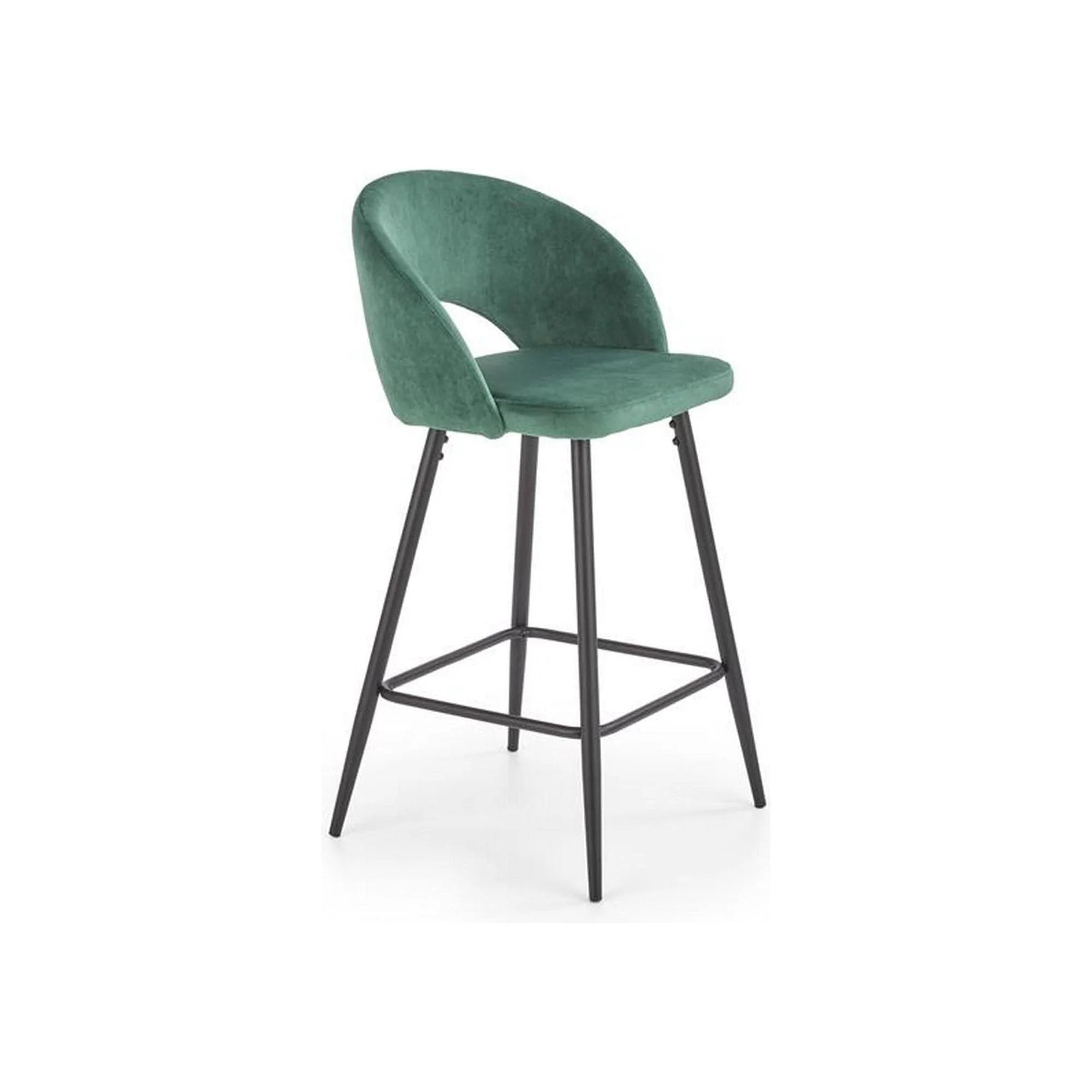 Scaun bar H96, verde inchis/negru, stofa/otel, 48x49x89 cm