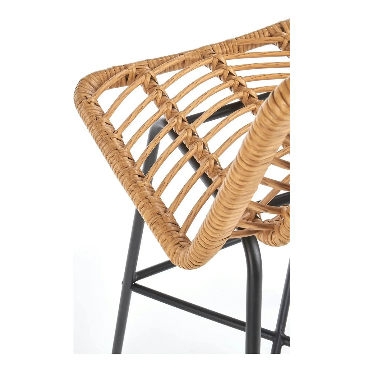 Scaun bar H97, negru/stejar, rattan sintetic/otel, 47x57x113 cm