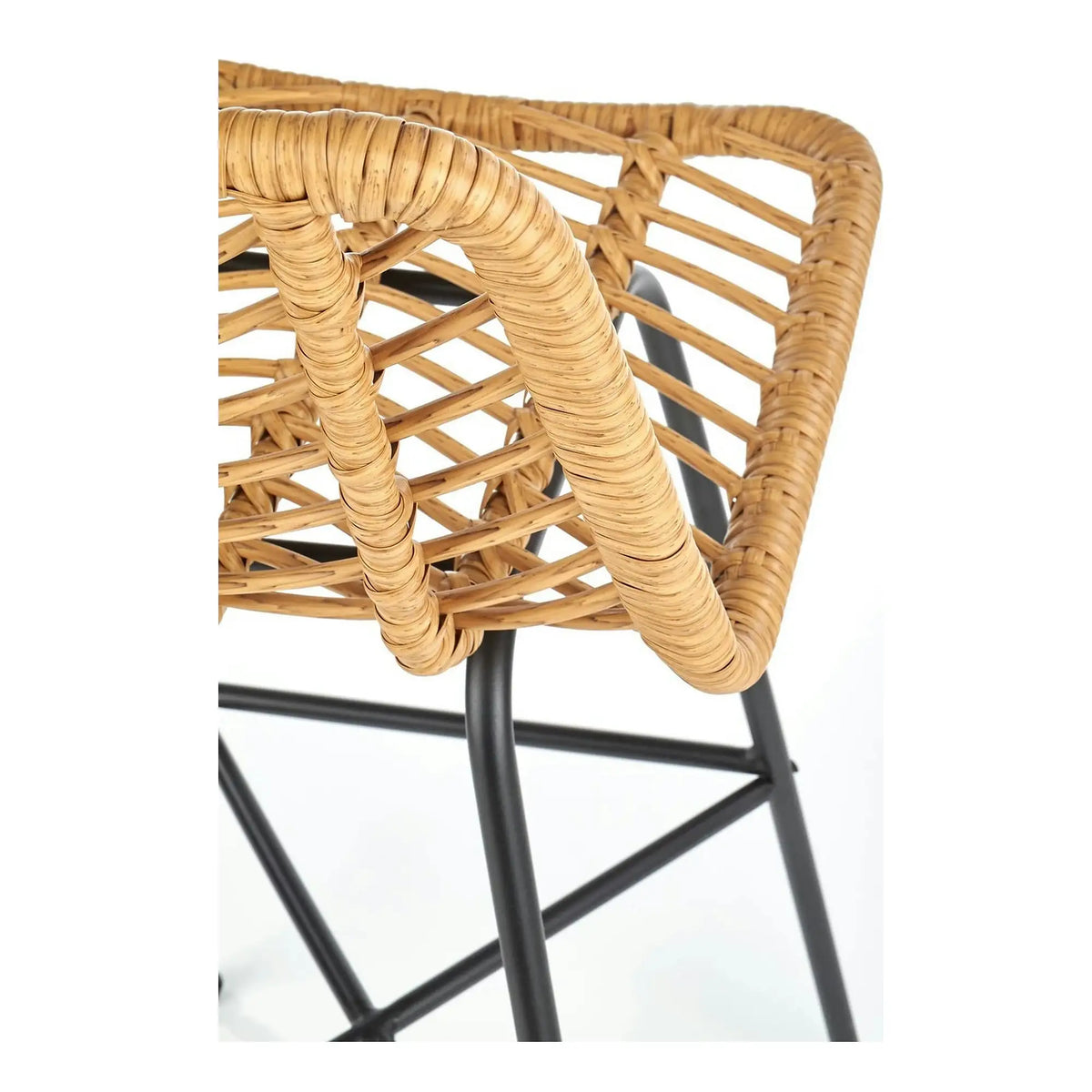 Scaun bar H97, negru/stejar, rattan sintetic/otel, 47x57x113 cm