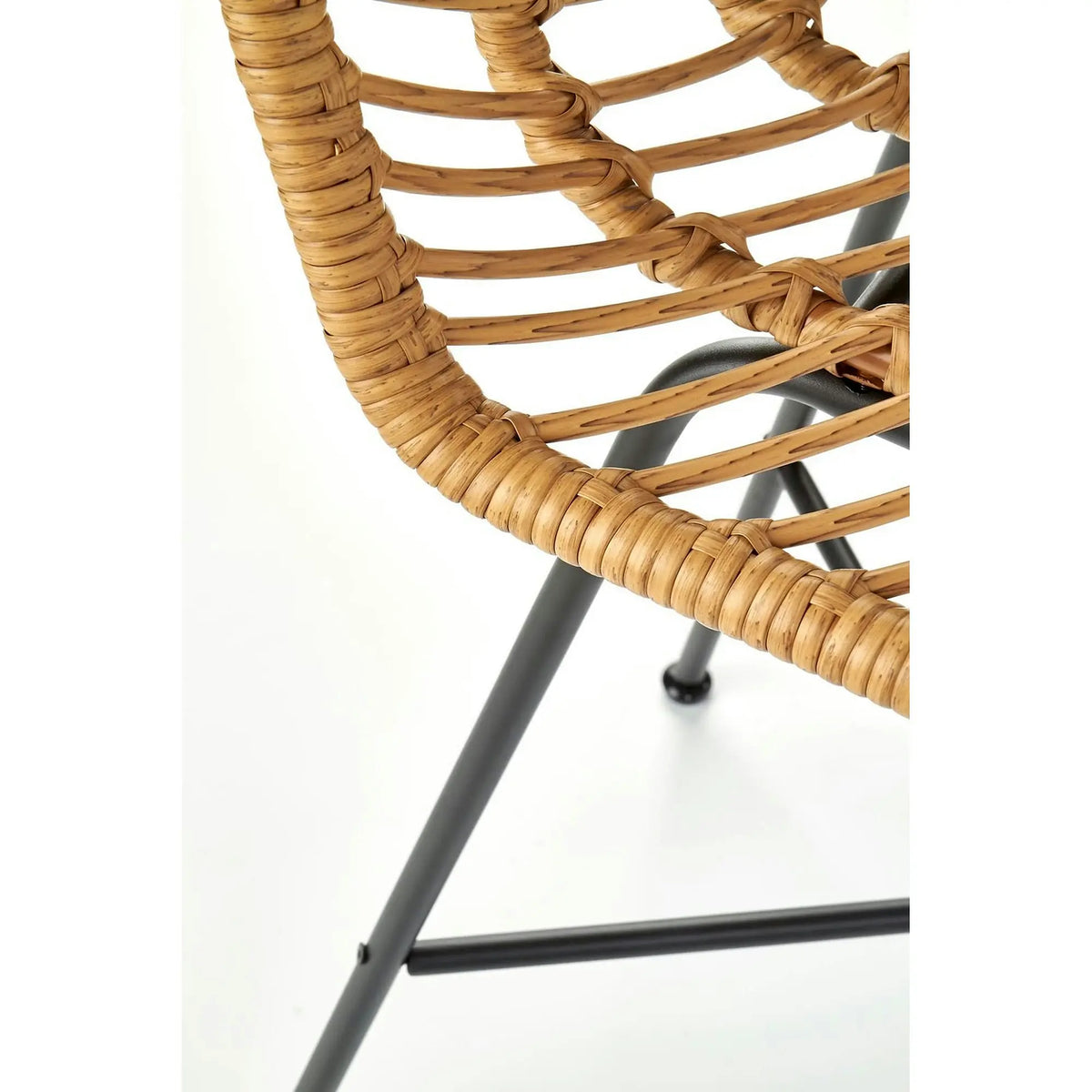 Scaun bar H97, negru/stejar, rattan sintetic/otel, 47x57x113 cm