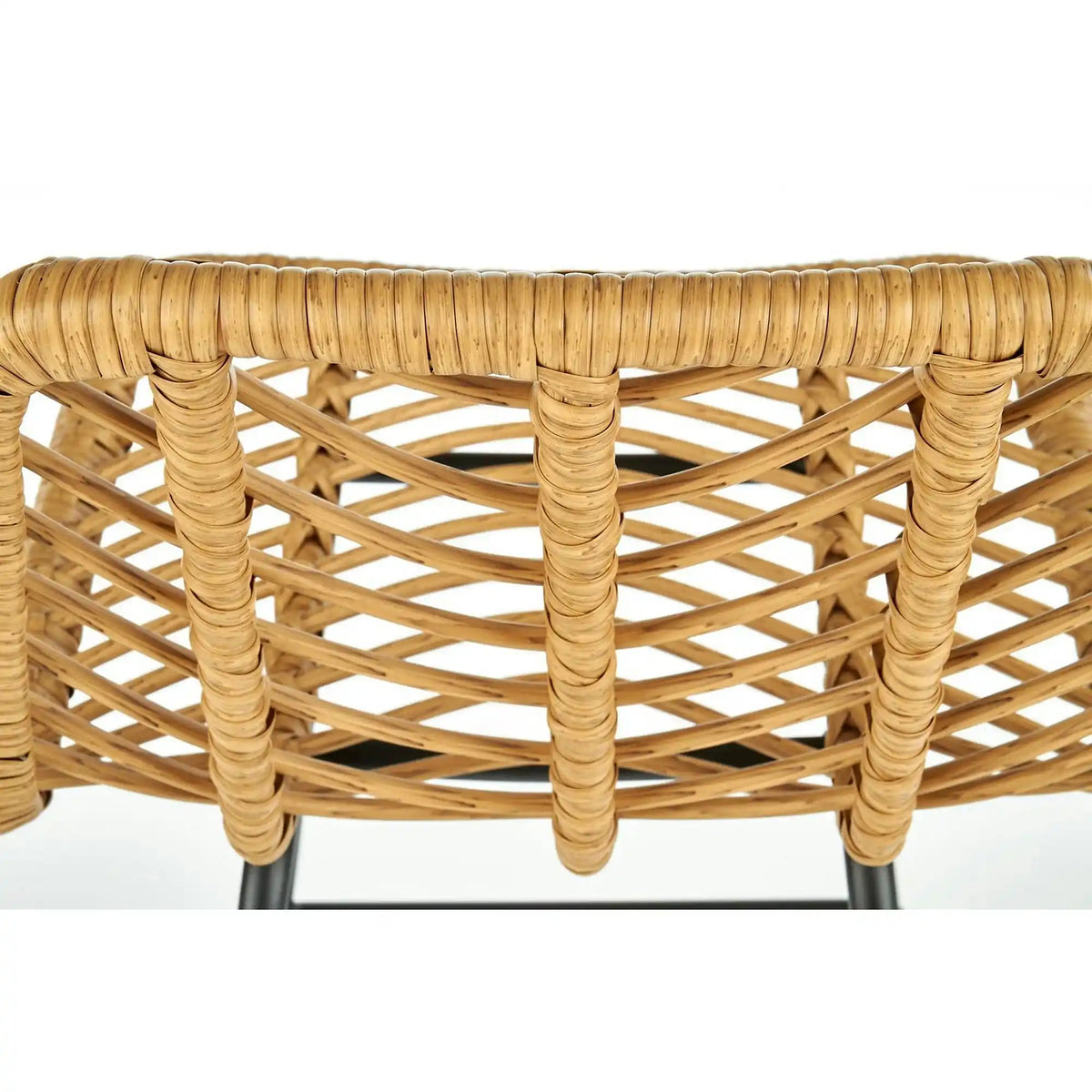 Scaun bar H97, negru/stejar, rattan sintetic/otel, 47x57x113 cm